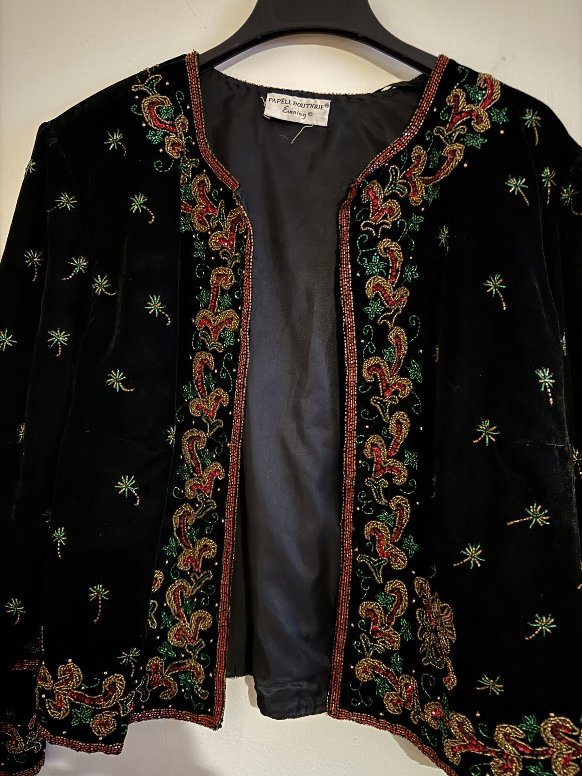 Vintage Adrianna Papell Evening Beaded Velvet Jacket Holiday Women’s Sz M
