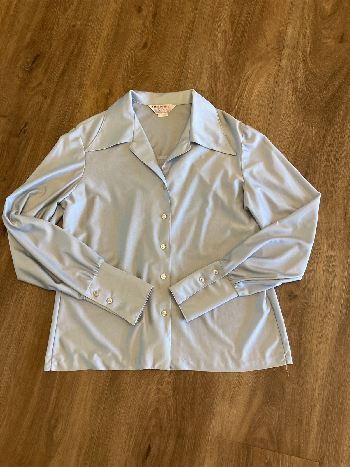 1970s Elles Belles Ladies Blouse – Qiana Nylon SZ 15/16