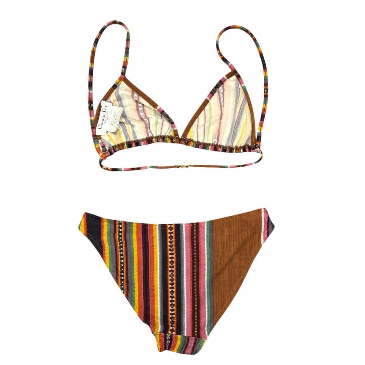 Christian Dior Vintage 2002 Multicolor Triangle Bikini #36 Swimwear Nylon 105186