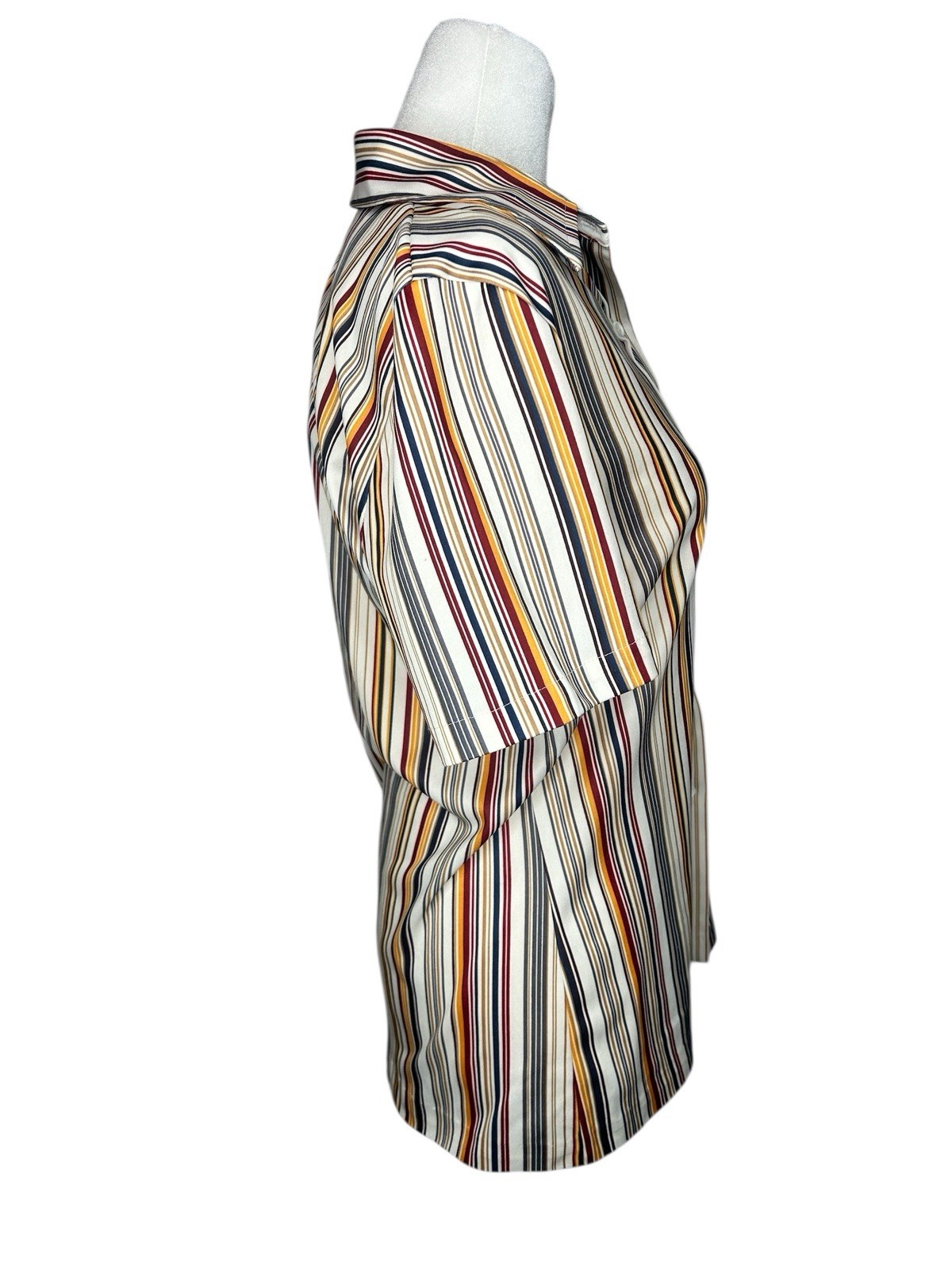 1970’s Shirt Stripes Disco Hippie Groovy Button Up Vintage Women’s Small 4-6