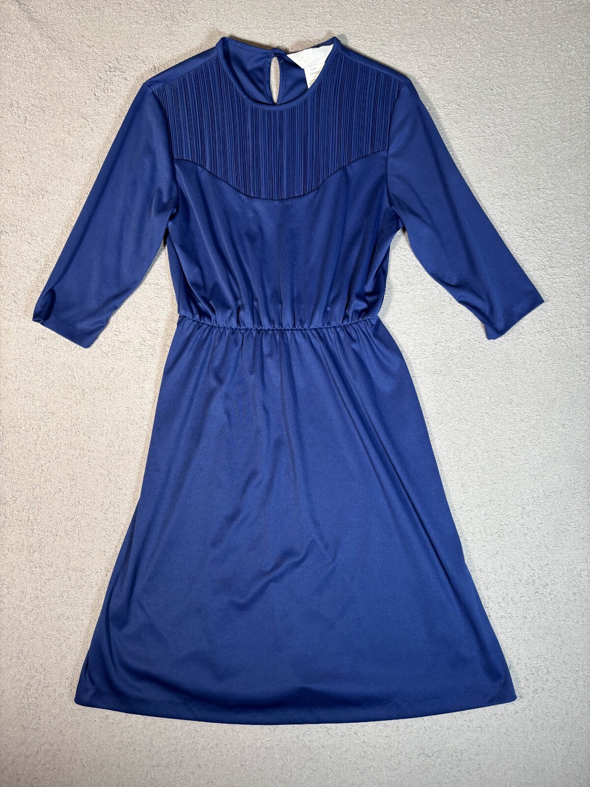 Vintage Blair Size 12P Women’s Dress Blue Western Midi Pleated Chest 50s Retro
