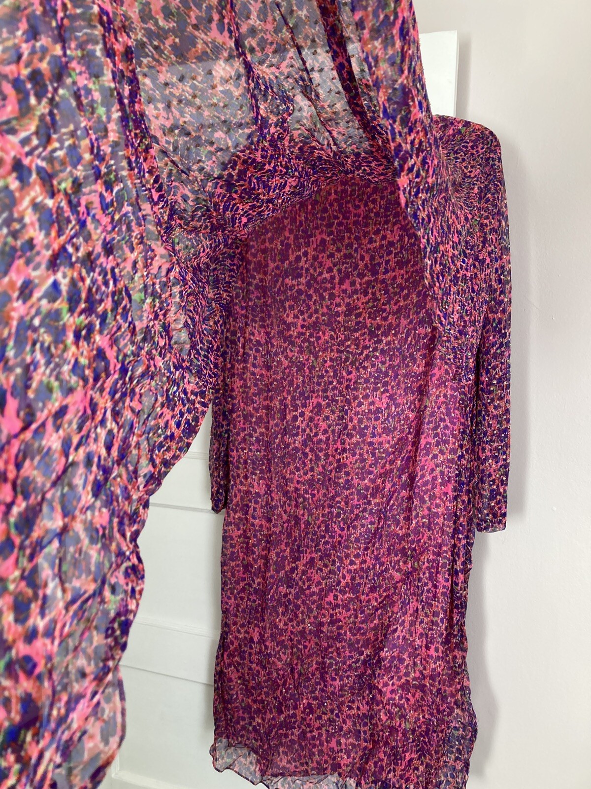 Sara Fredrick’s 1960s Vintage Pink Glitter Versatile Silk Wraparound Scarf Dress