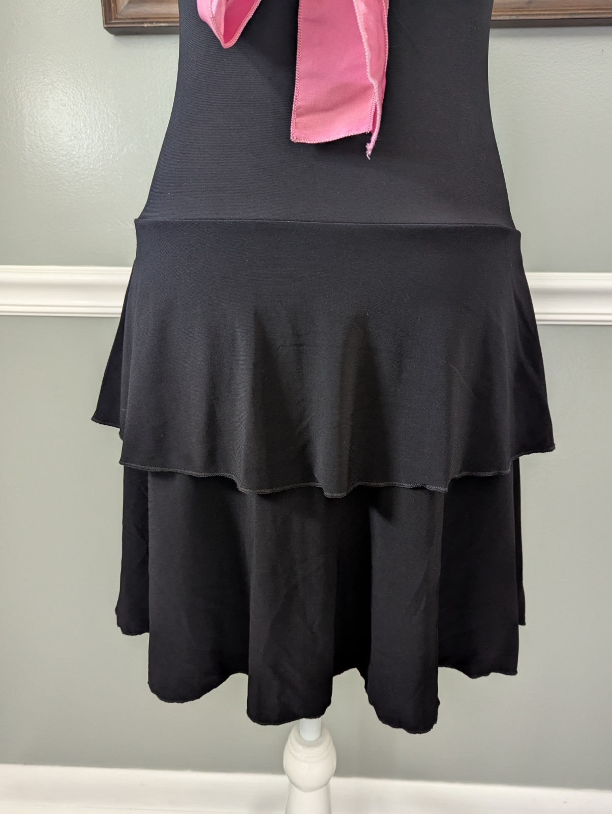 Vtg 90s Taboo Dance Formal Stretch Ruffle Bodycon Ruched Babydoll Mini Dress
