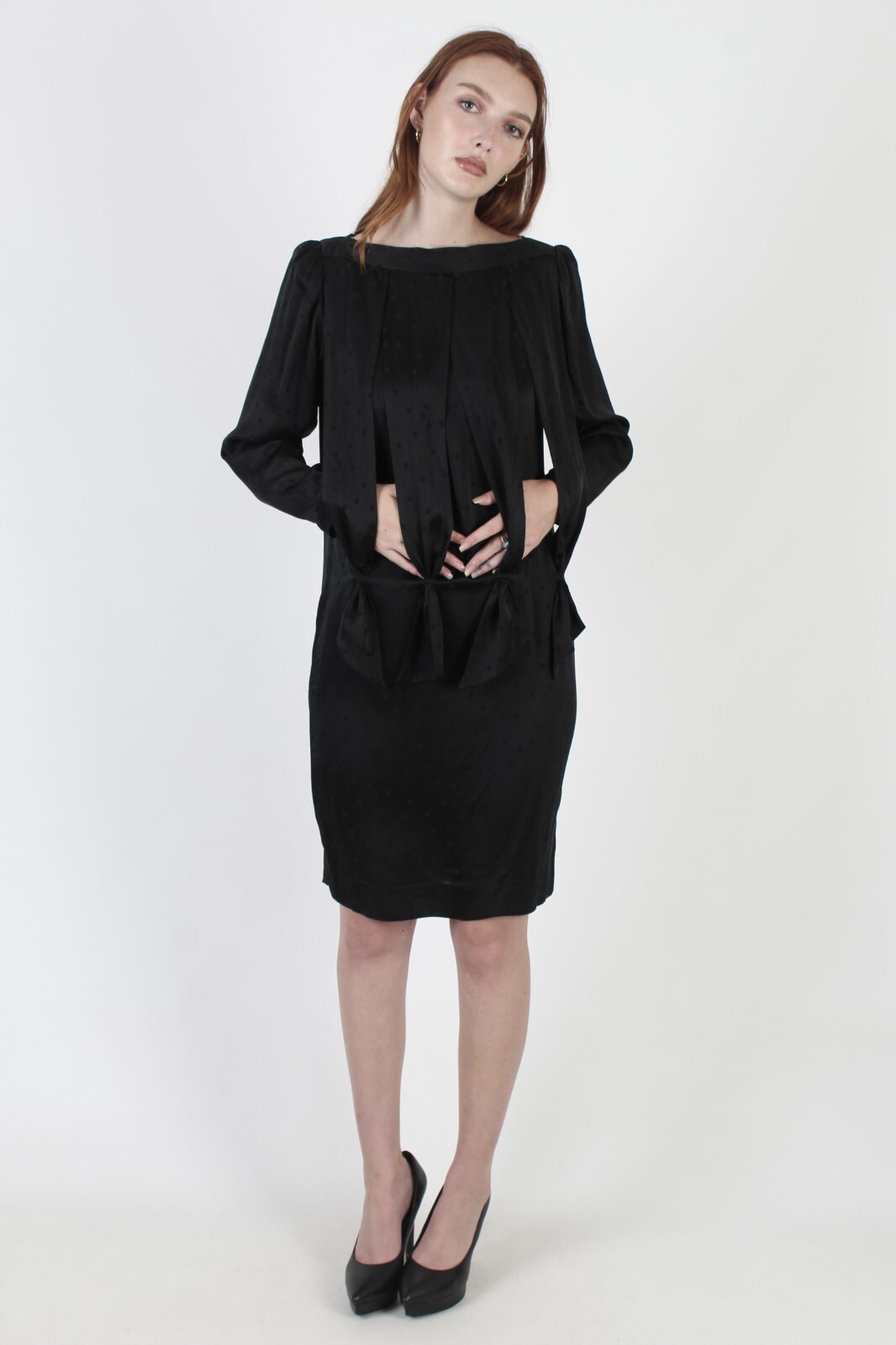 Vtg 80s Designer Umi Collections Anne Cummins Dress Silk Cage Avant Garde Party