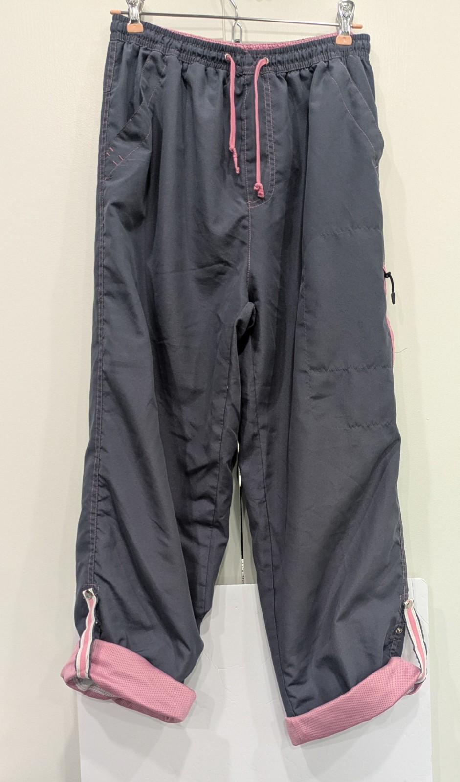 VTG 90s East West Nylon Athleasure Windbreaker Track Pants Pink And Grey Medium