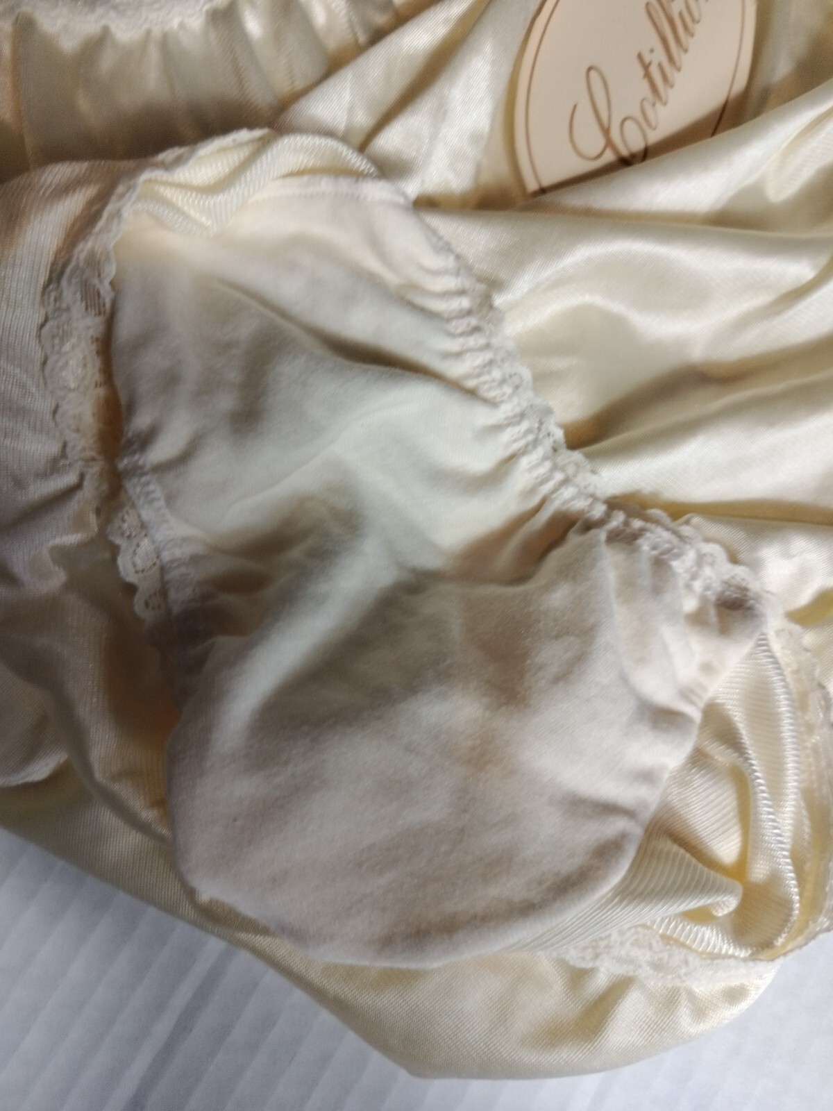 Cotillion nylon lace Candle Brief Yellow panties granny Sz 8 Hip 43″ 44″ Vintage