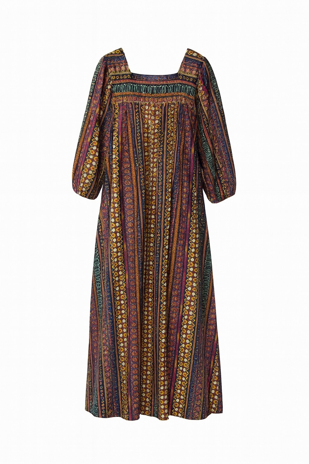 Vtg KRIST GUDNASON Womens Cotton Dress 3X Ethnic Festival Kaftan Long Mumu