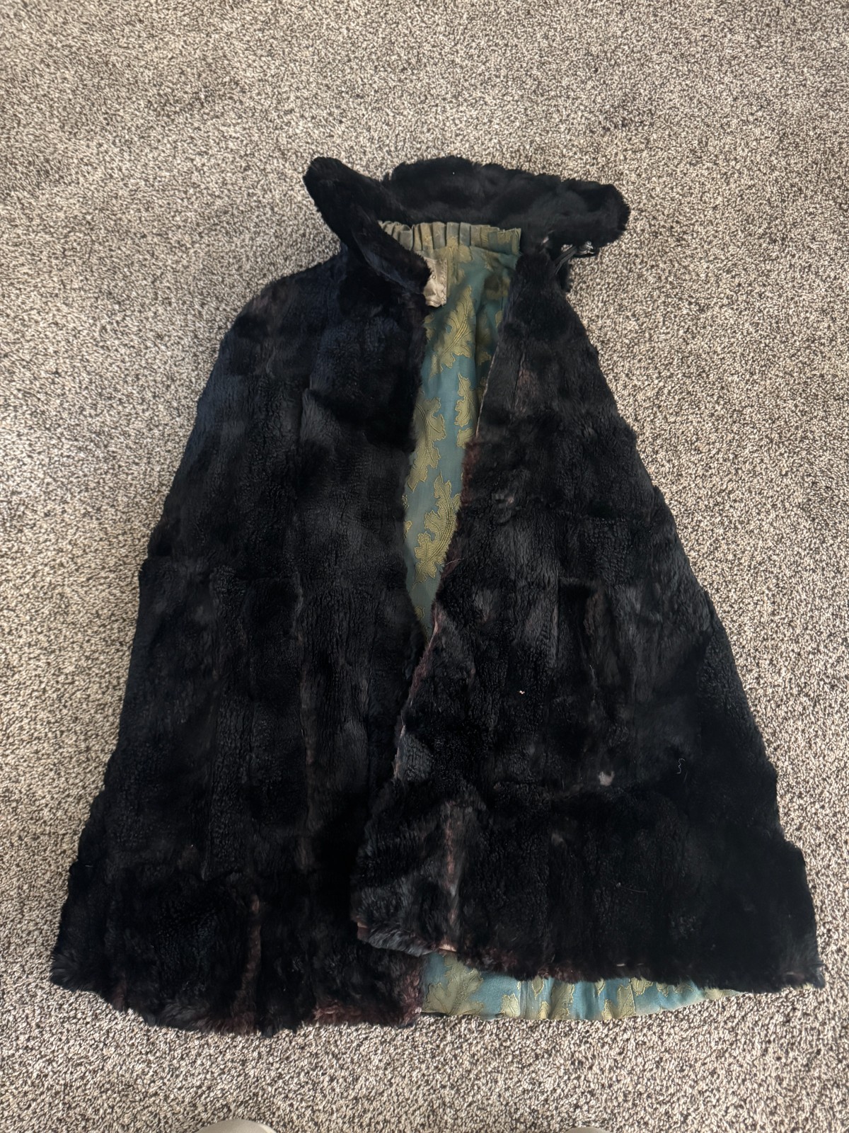 Vintage Black Rabbit Fur Cape Swing Cape The Paris Co Salt Lake City 1950s