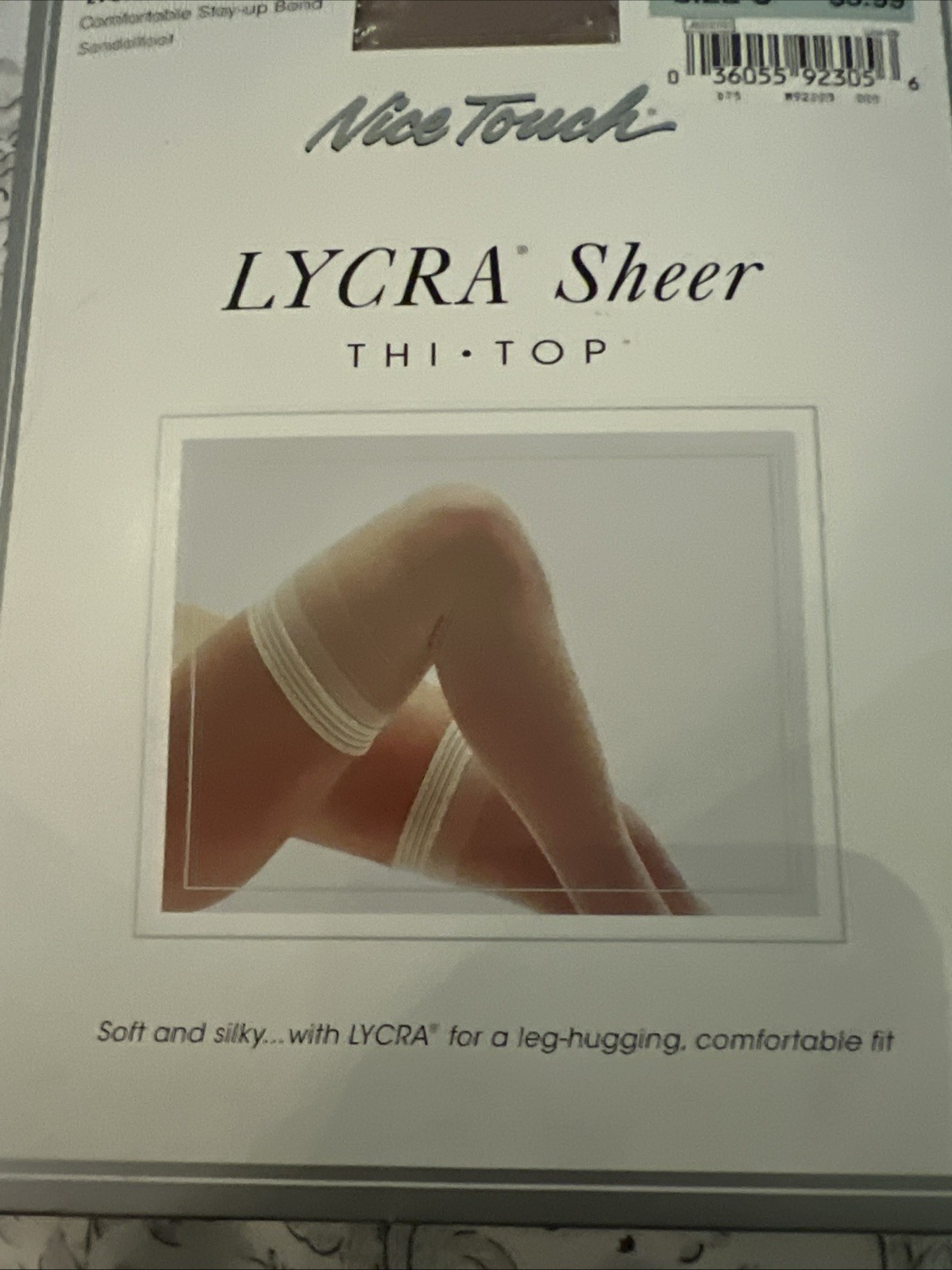 Vtg Sears Nice Touch Lycra Sheer THI TOP Stockings Light Taupe Sz C Sandlefoot