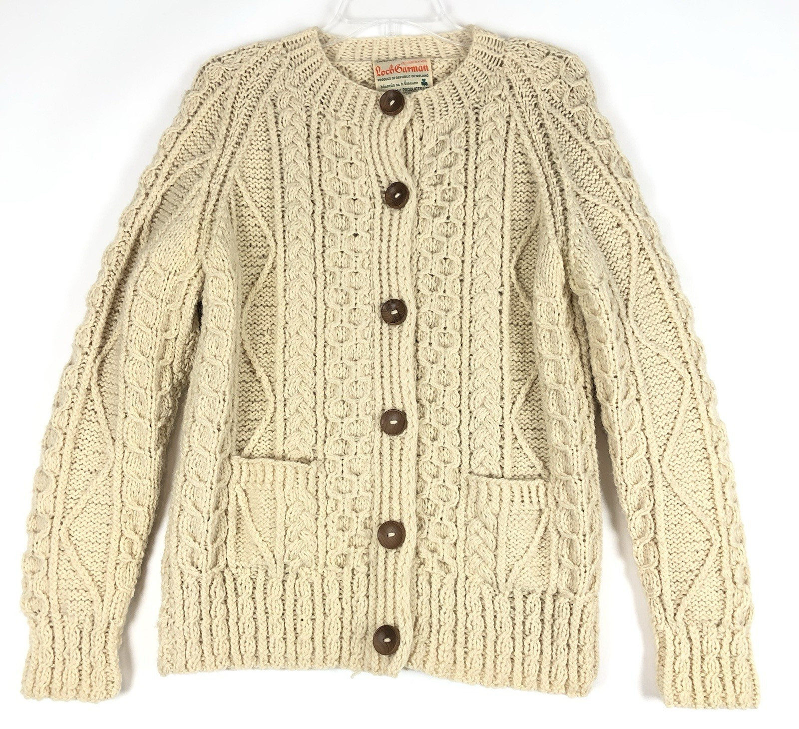 VTG Loch Garman Wool Cardigan Womens S Ireland Ivory Fisher Knit Sweater Seattle