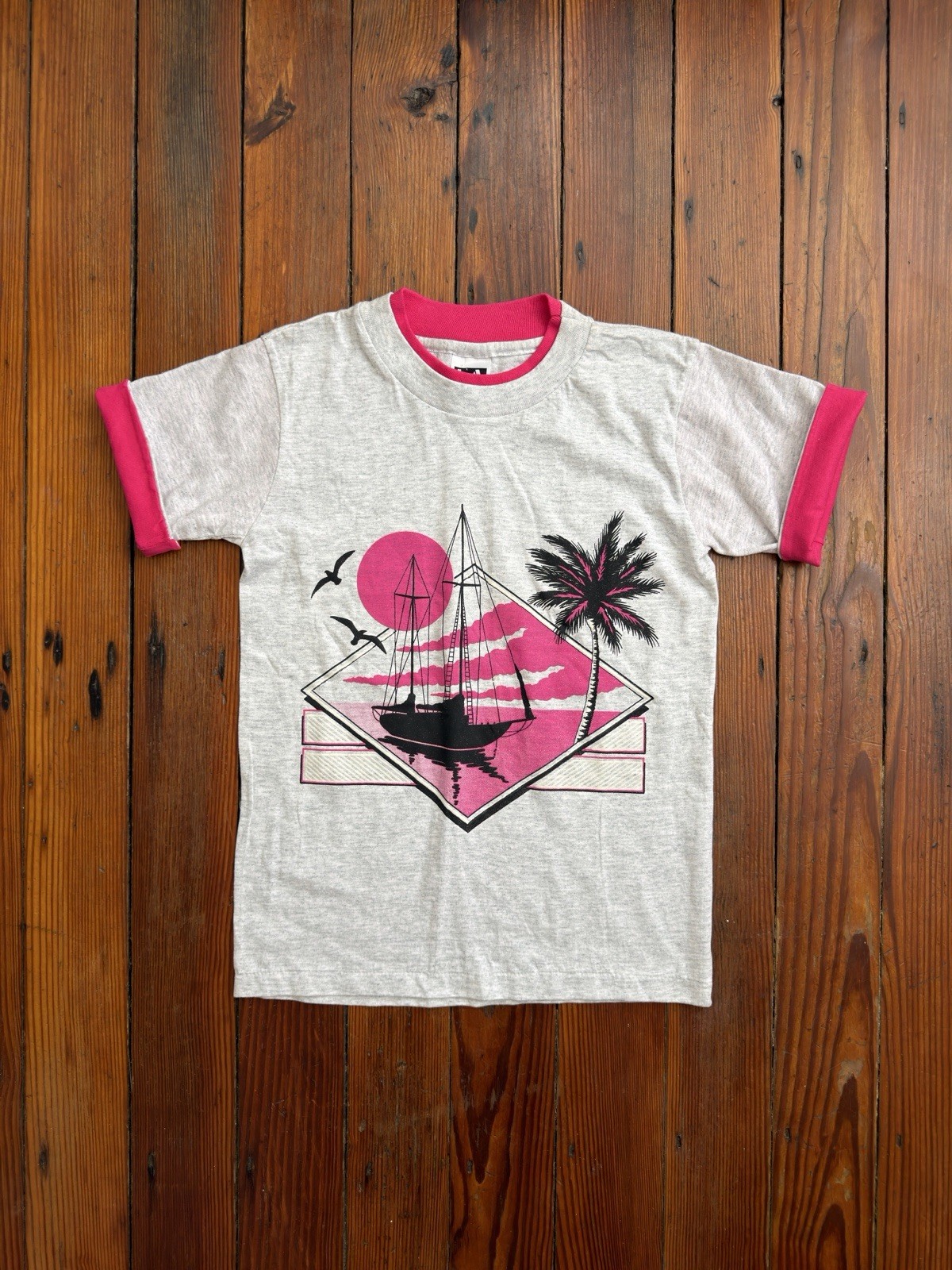 Vintage 80s 90s L.A. T Sportswear For Kids double sleeve crew collar T-shirt