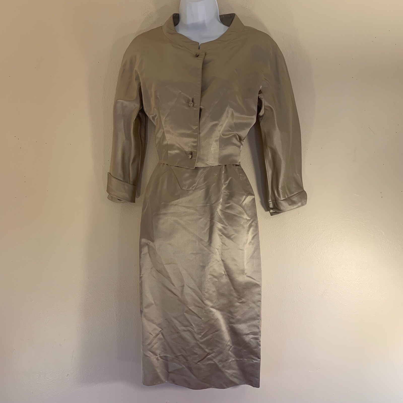 VINTAGE Custom 2 Piece Satin Empress Cocktail Dress Size 12 Colonial HongKong