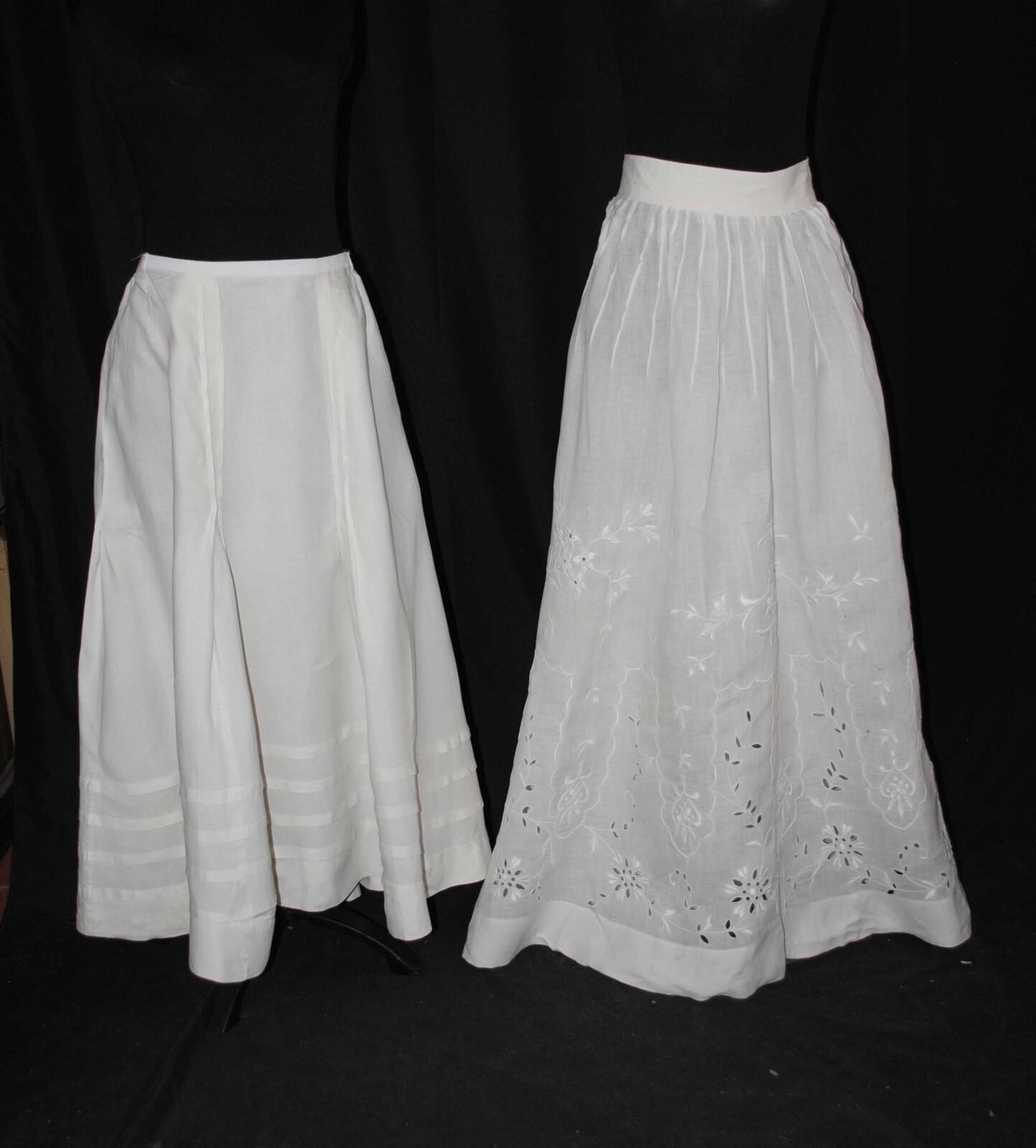 TWO LONG LINEN AND LAWN SKIRTS, EARLY 1920s