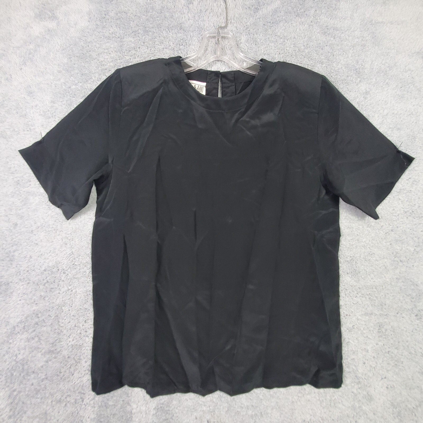 Vtg Christie Jill Set of 3 Silk Tops Small Black Blouse Flowy Crew Short Sleeves