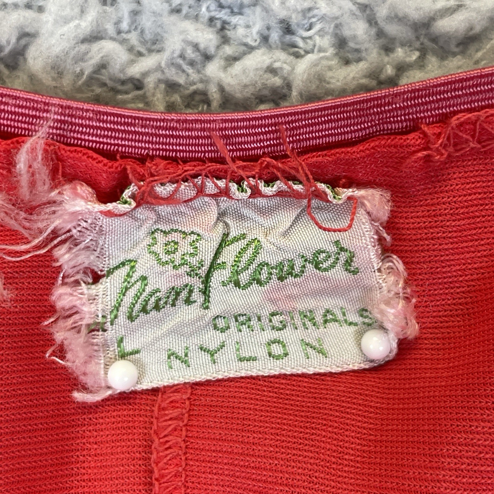Vintage Nan Flower Originals Red Embroidered Pleated Half Slip Skirt Size Small
