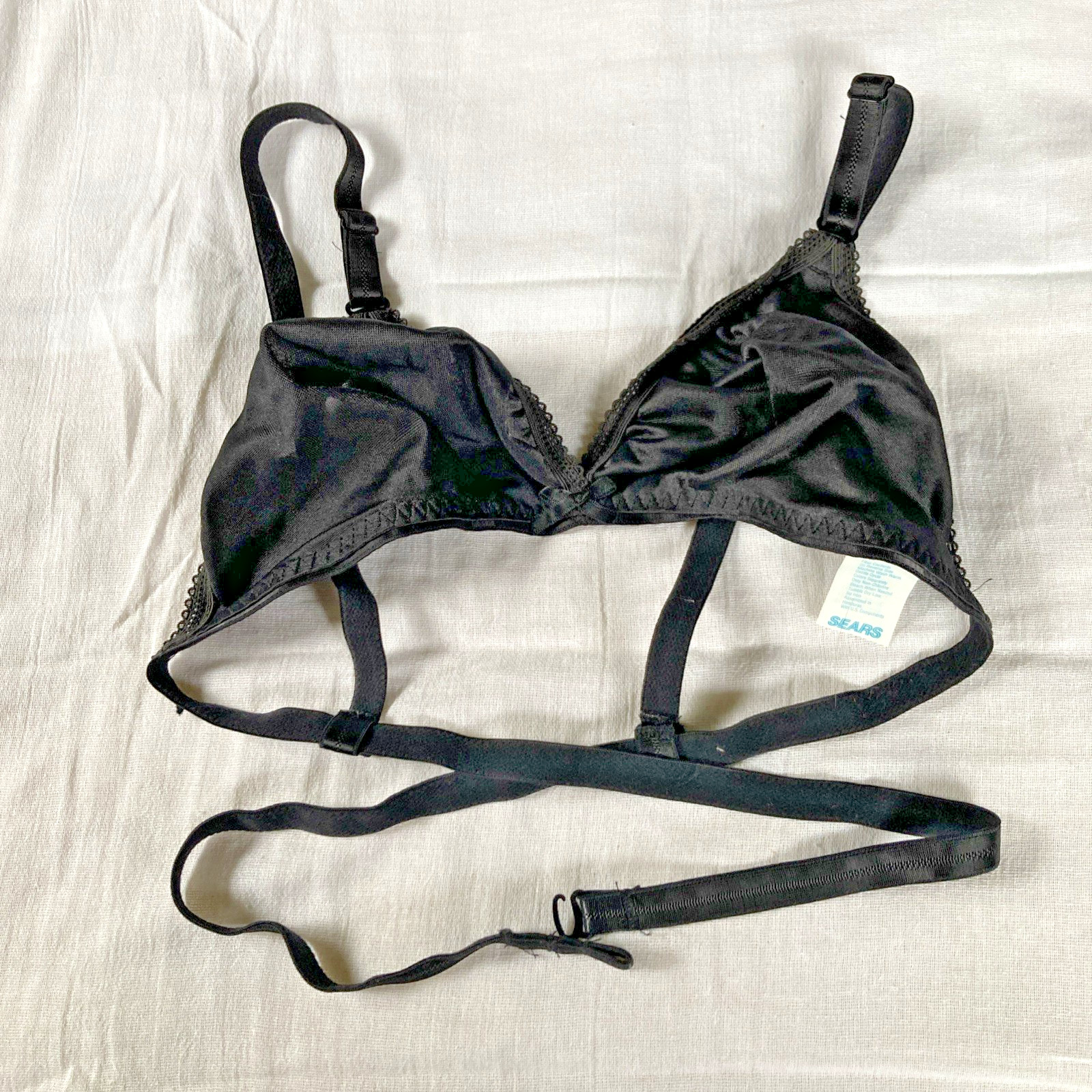 Vintage Sears Backless Wrap Bra Backless/Halter Black 36 A B C Cups