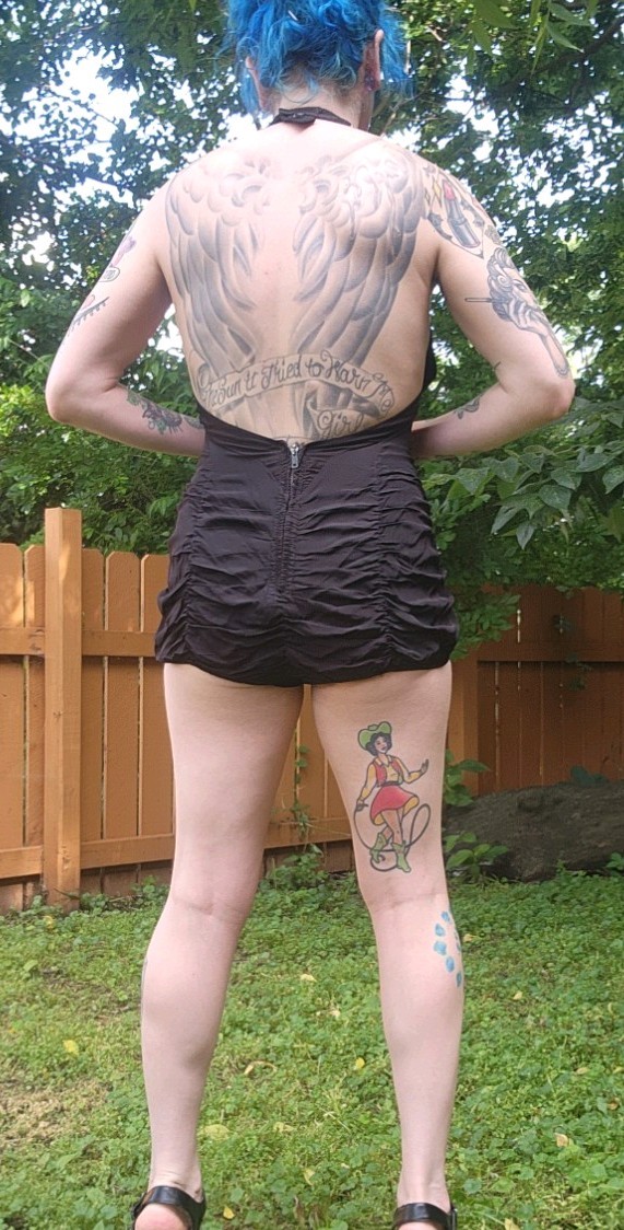1950s Rose Marie Reid Magic Lengths Black Rusched Swimsuit Vintage Small Pinup