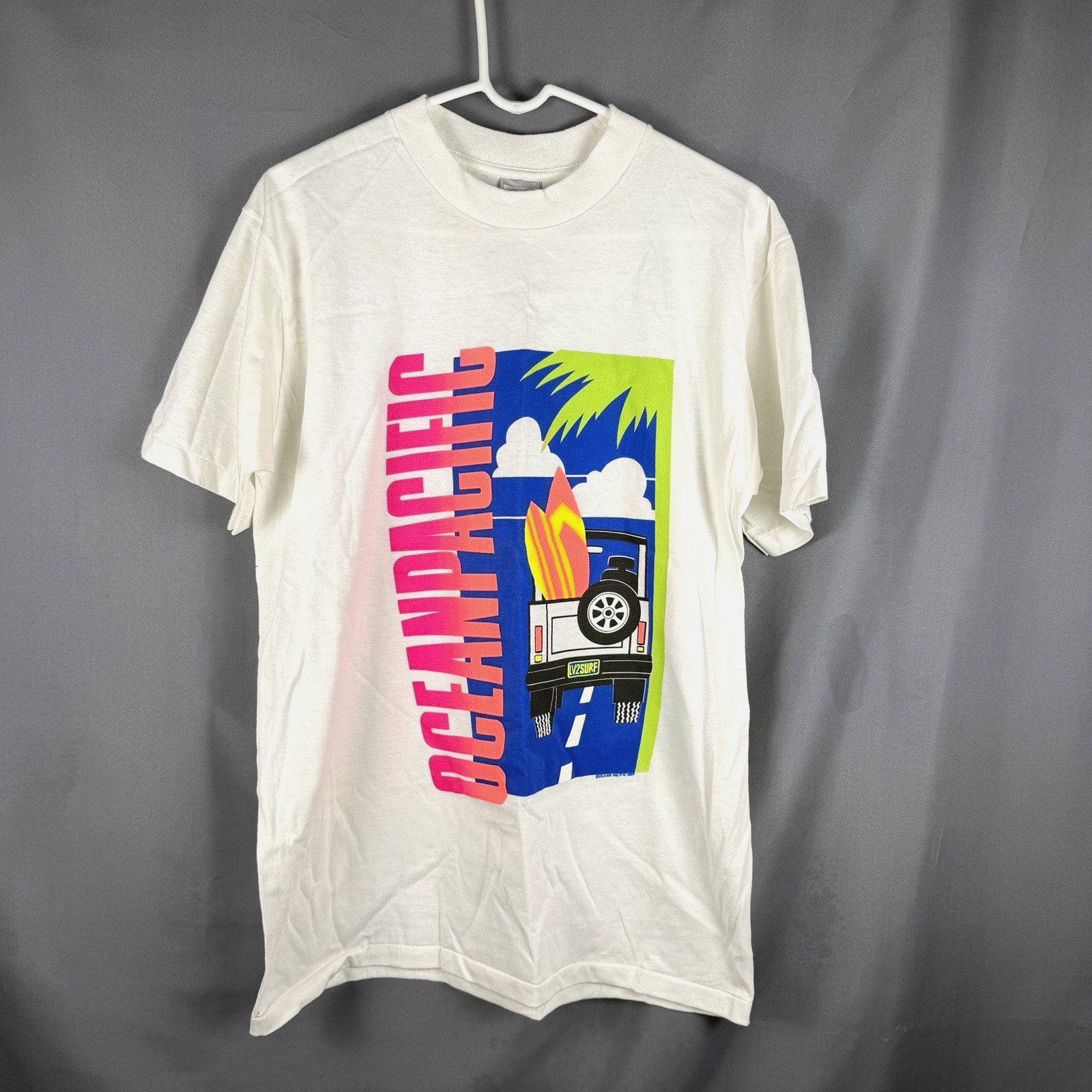 Vintage Single Stitch T Shirt Ocean Pacific OP USA Made Surf Shirt 80s OSFA