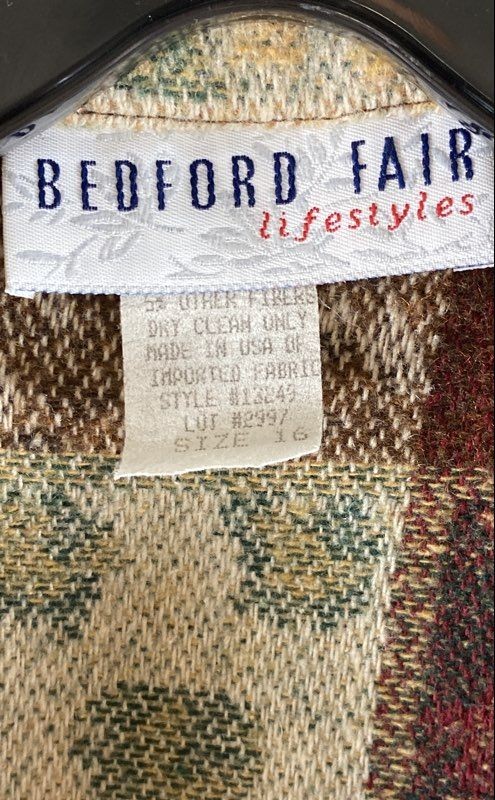 Bedford Fair Women’s Vintage 90s Wool Blend Plaid Tapestry Jacket Sz 16