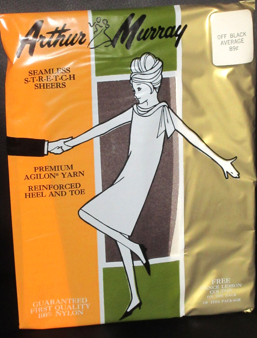 Vintage Arthur Murray Off Black Seamless Nylon Stockings 60s Off black Average