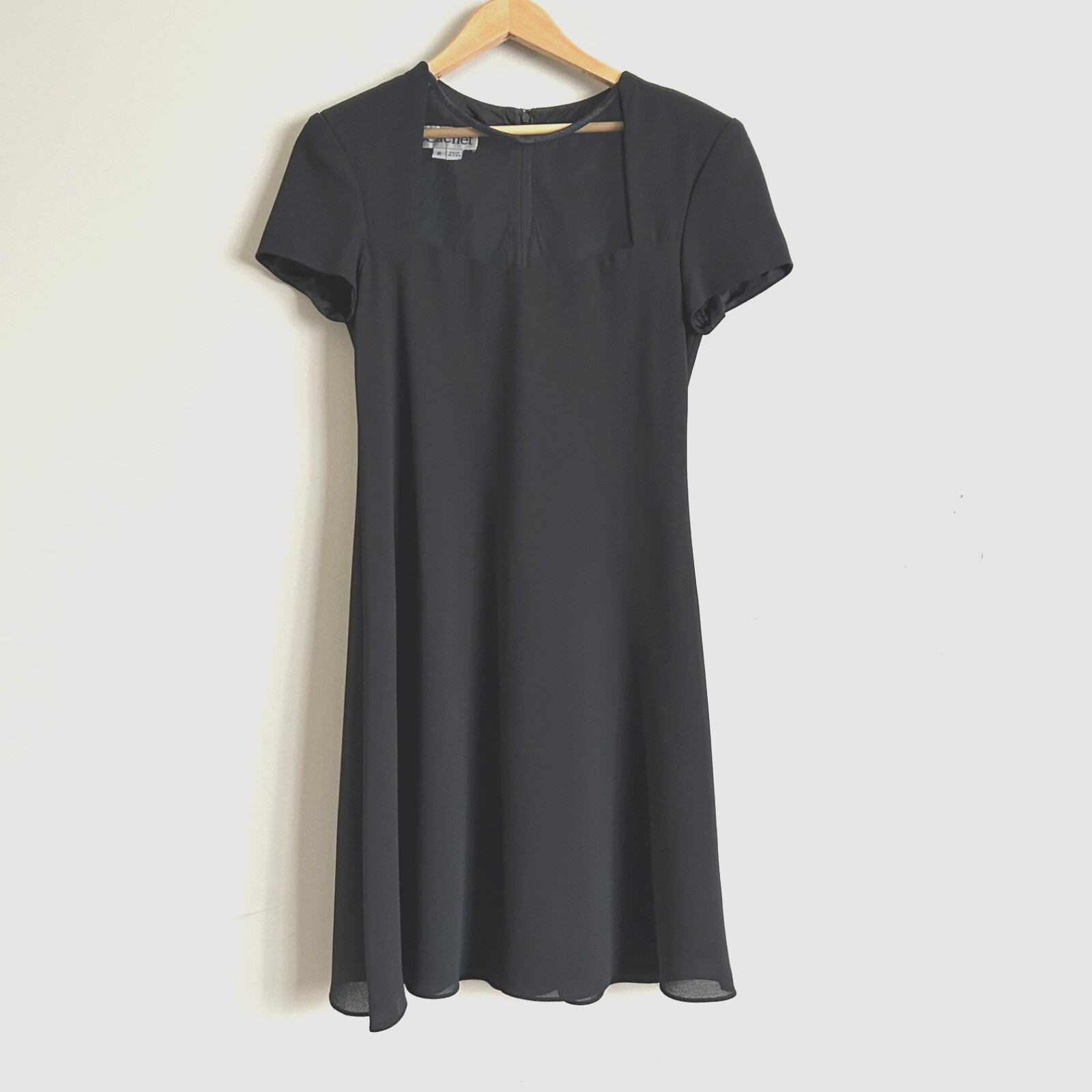 Vintage Cachet Little Black Dress Size 8 Cap Sleeve Mesh Top Wedding Guest USA