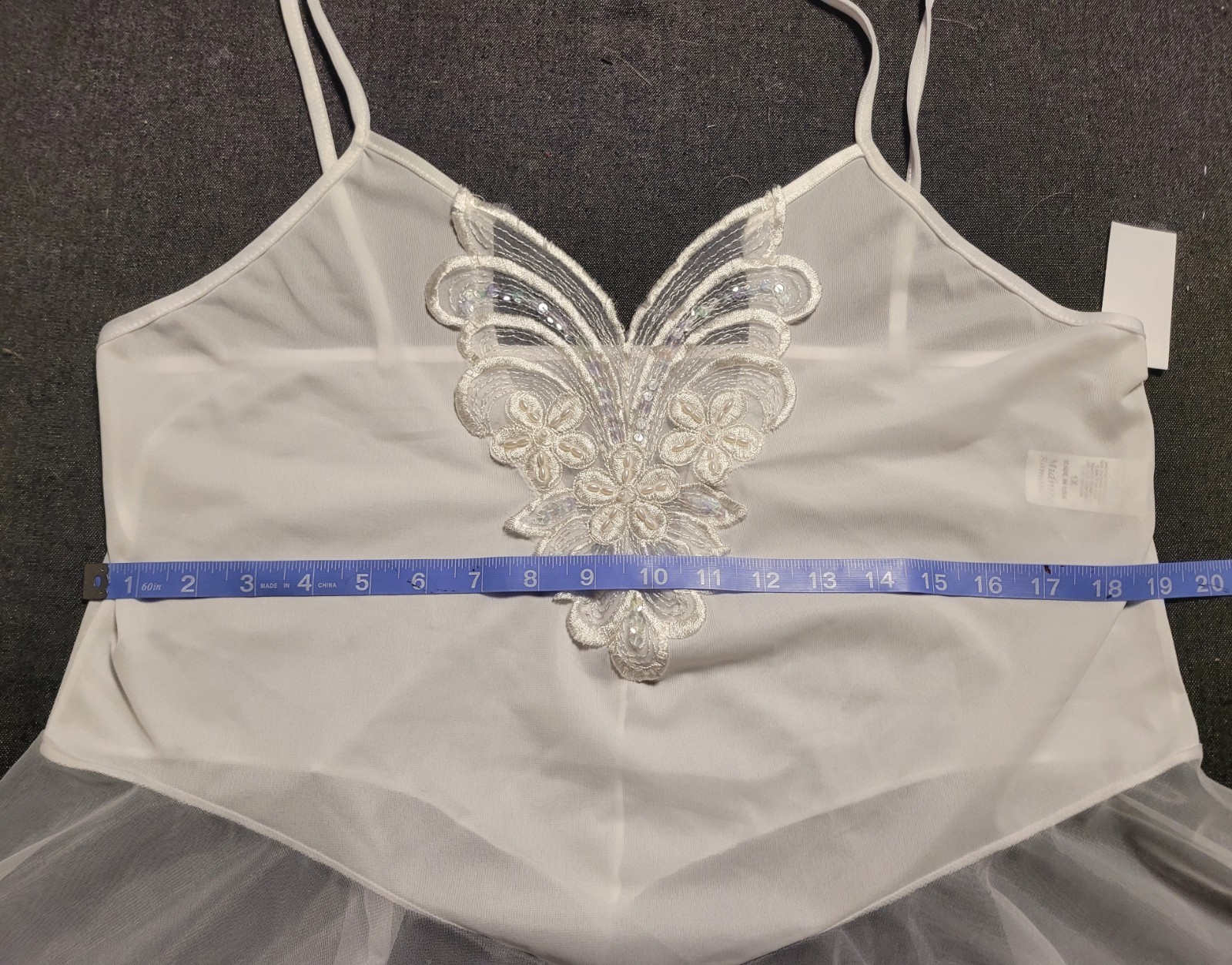 Vintage 90s Y2K Deadstock Lingerie Set Babydoll Mini White Volup XL/1X Sequin