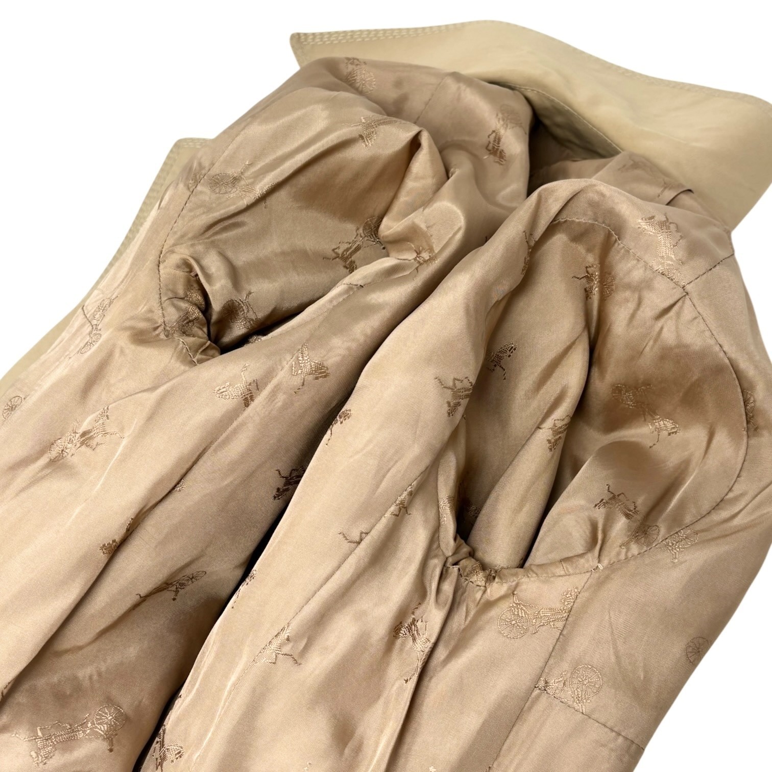 CELINE Vintage Trench Coat Jacket #M Beige Cotton Gold Logo Button