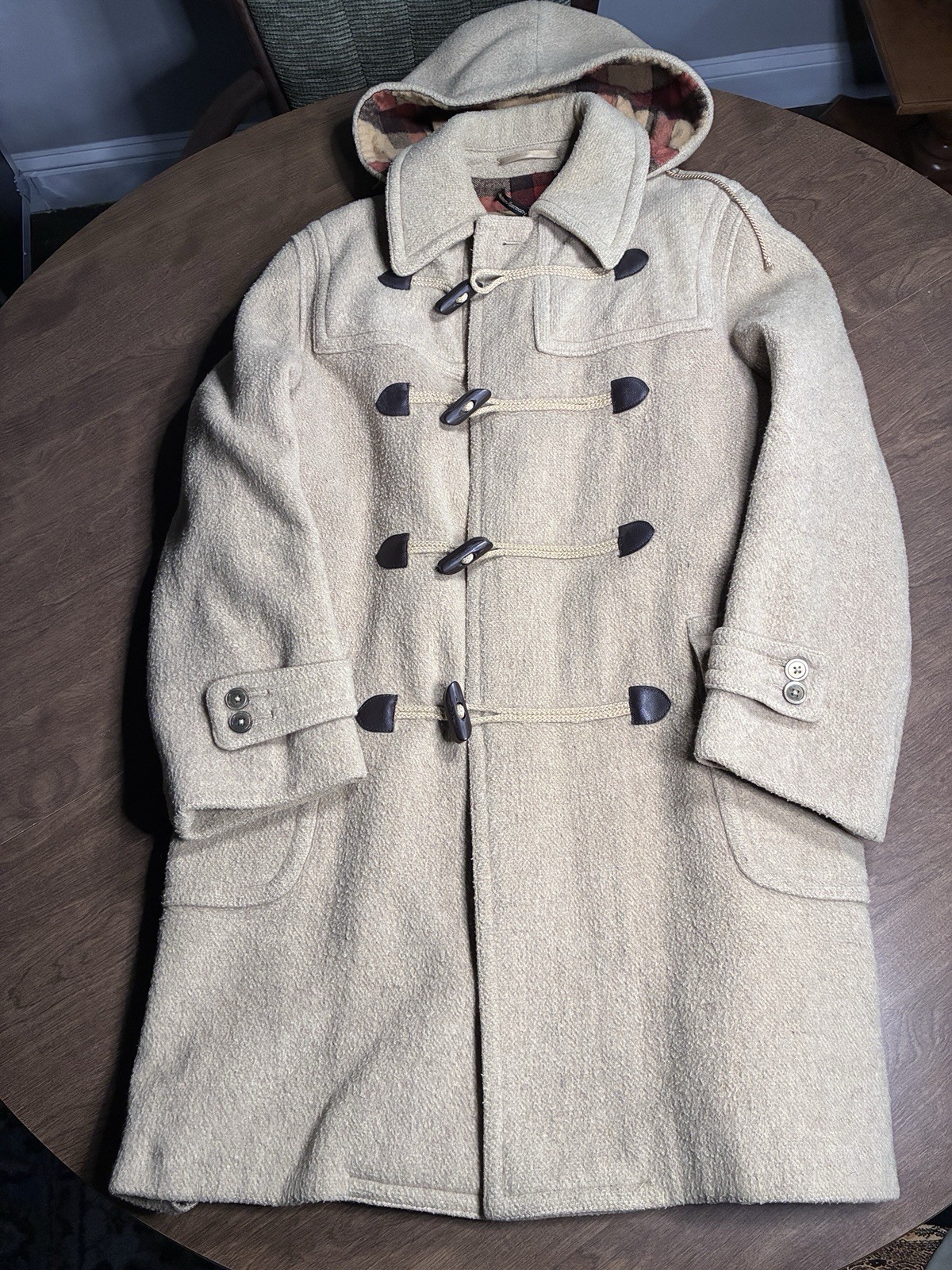Vintage Londen Frey Imported Made In Austria Wool Coat With Hood S-M
