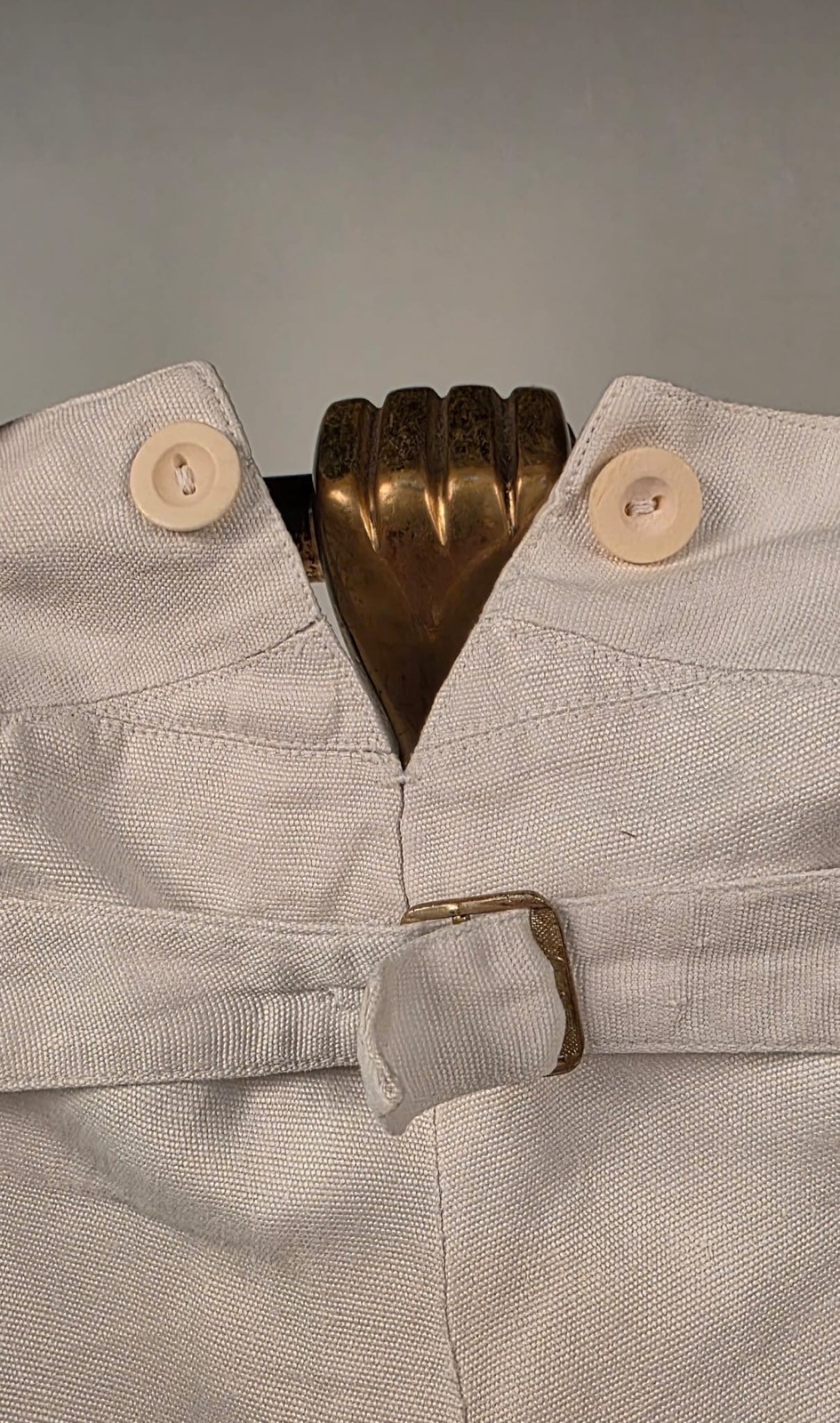ANTIQUE VICTORIAN 19TH C MEN’S WHITE RIDING BREECHES PANTS W BUCKLE BACK
