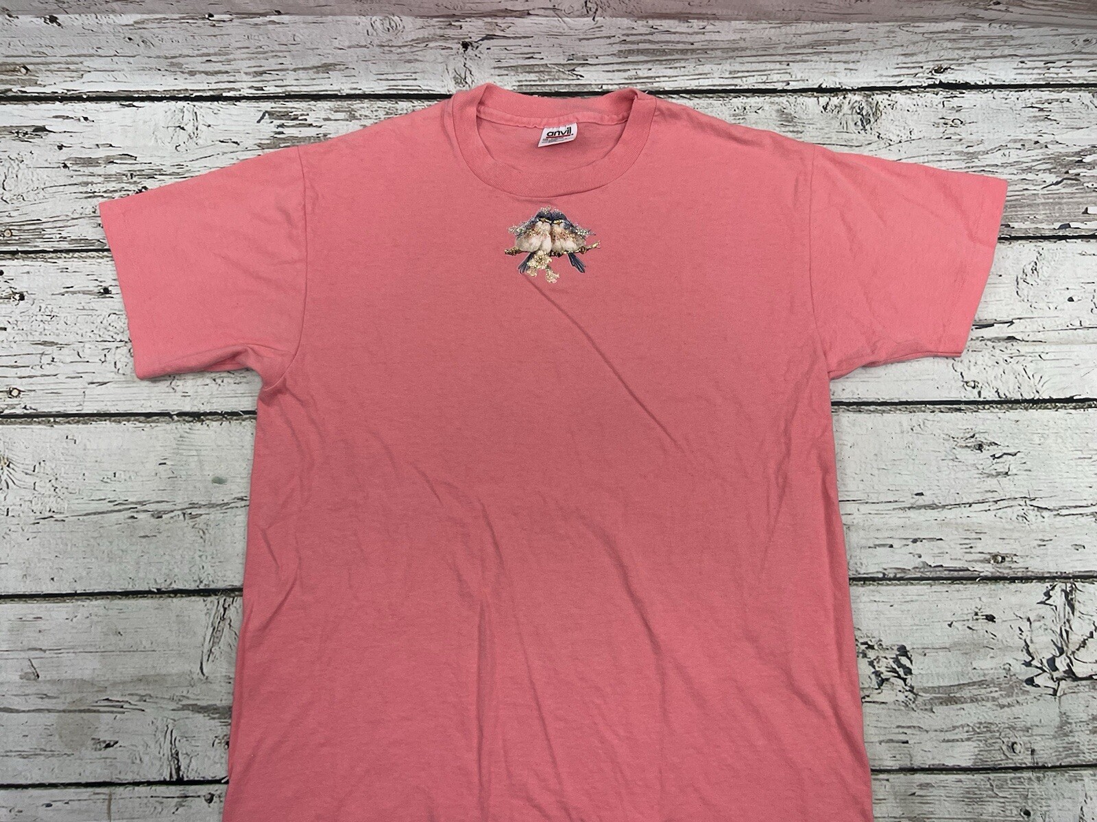VTG Blue Jay On A Branch Bird Animal Print Graphic Single Stitch Women’s T-Shirt
