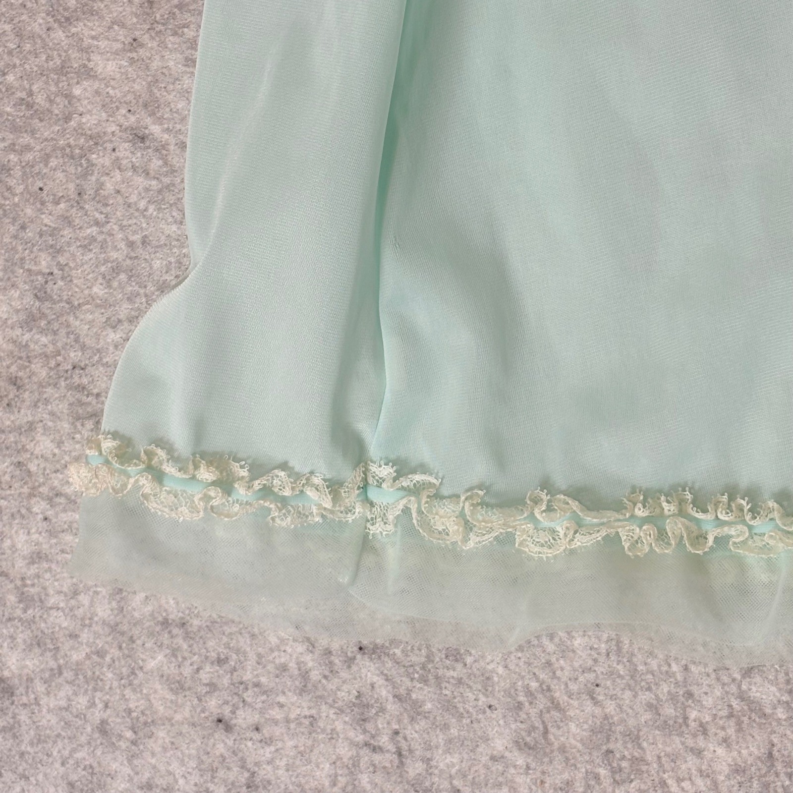 Van Raalte Myth Sz S Mint Green Lace Trim Ruffle Babydoll Nightgown Vintage 60s