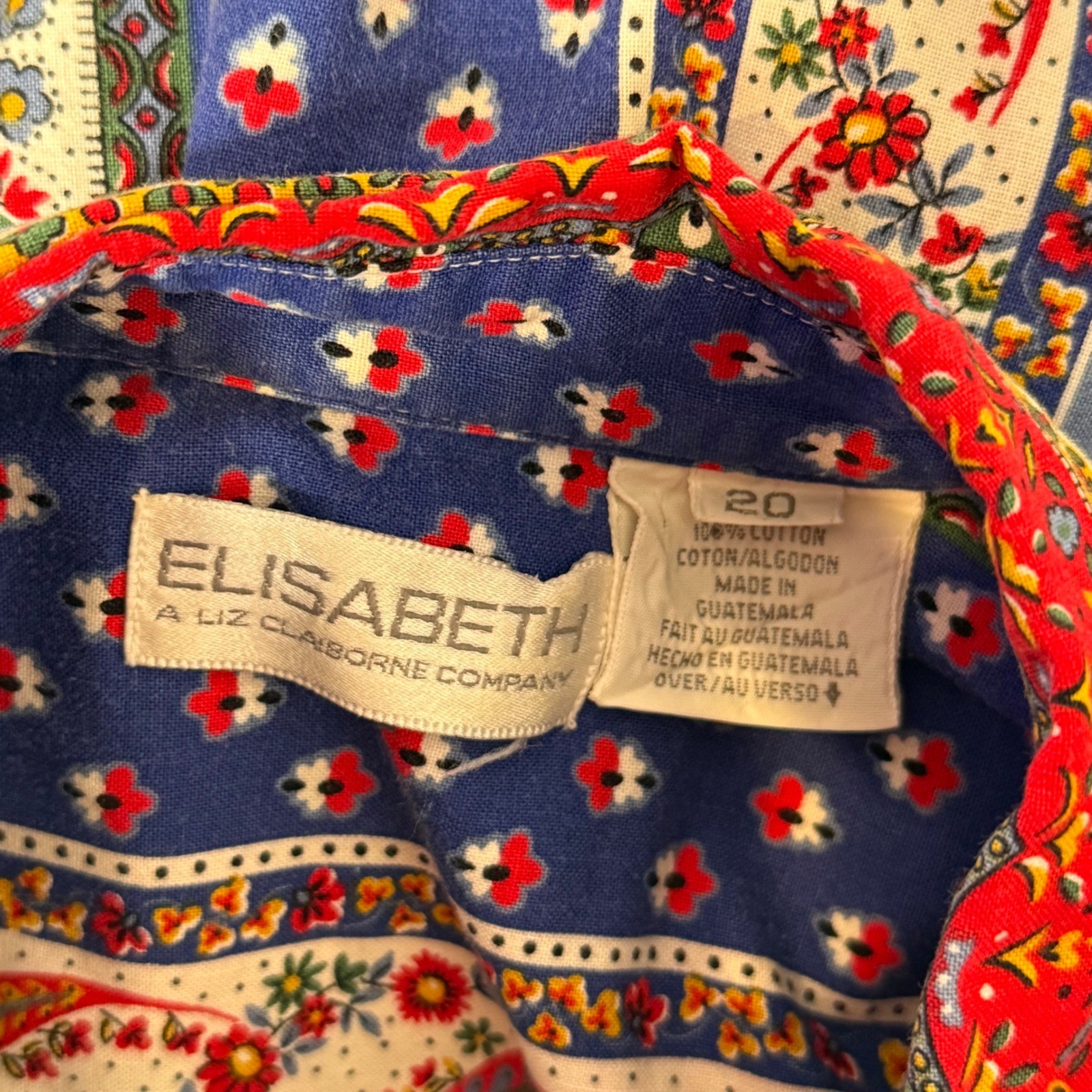 Vintage 90s Floral Patchwork Boxy Shirt Size 20 Novelty Cotton Western Eclectic