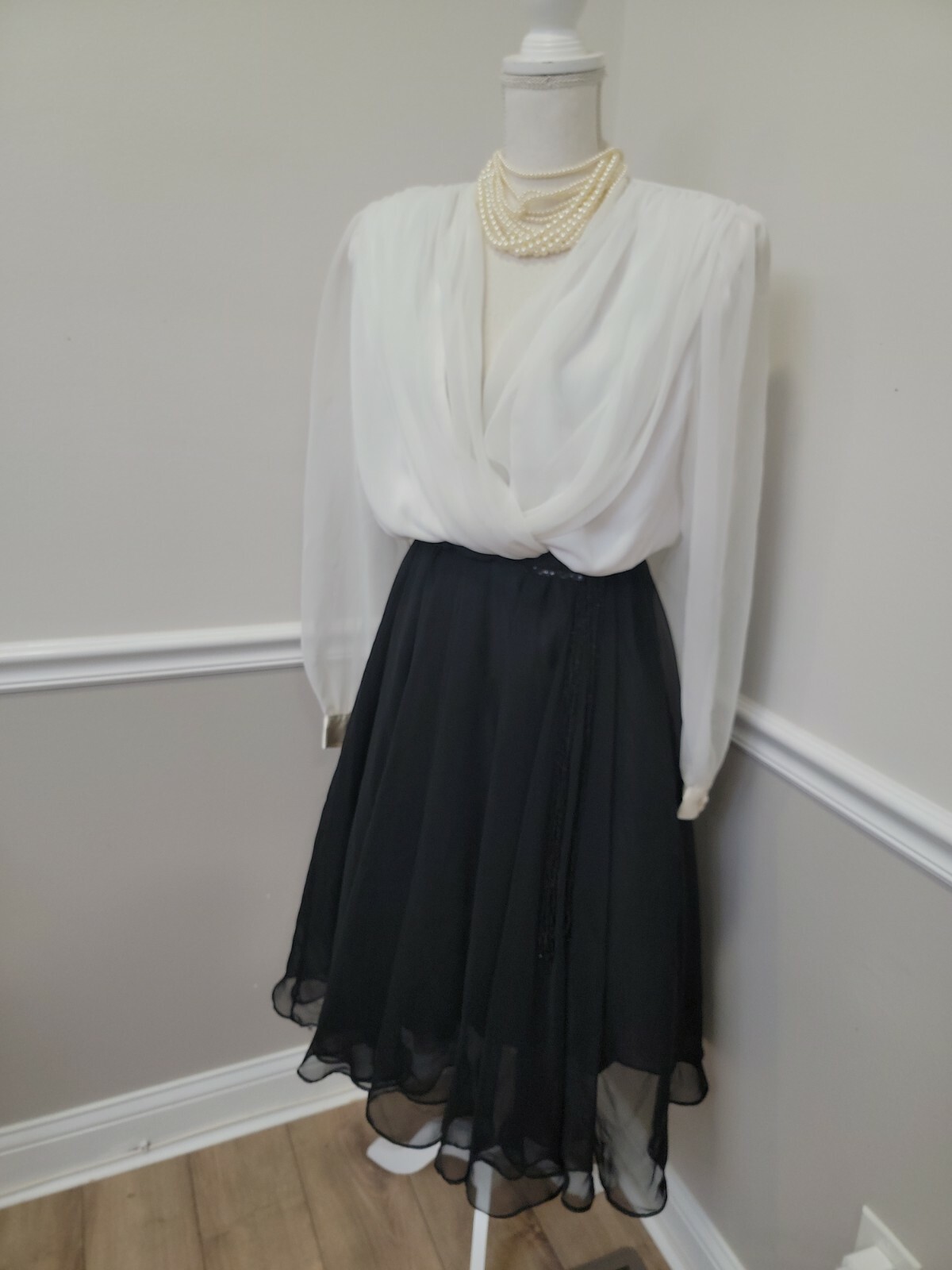 Vintage Evening Party Chiffon Draped Layered Dress After Dark
