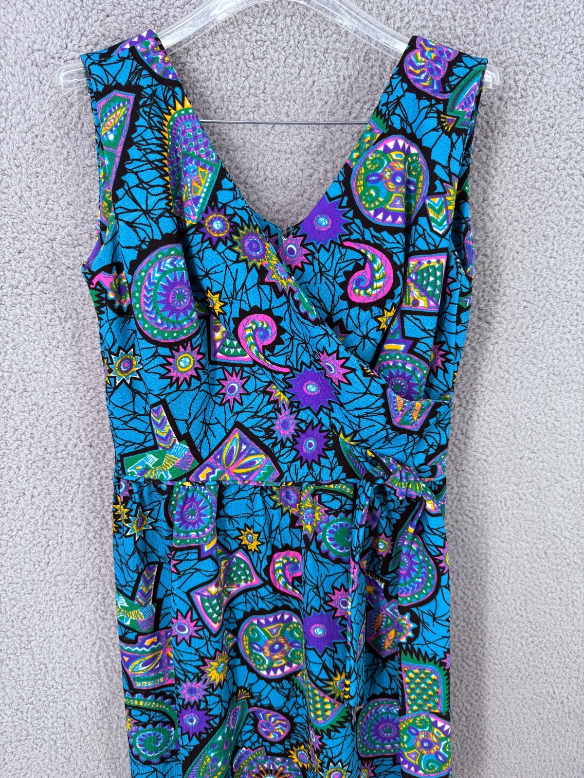 Vintage 60s 70s Maxi Dress Psychedelic Hippie Para Ti Union Made 13/14 Modern M