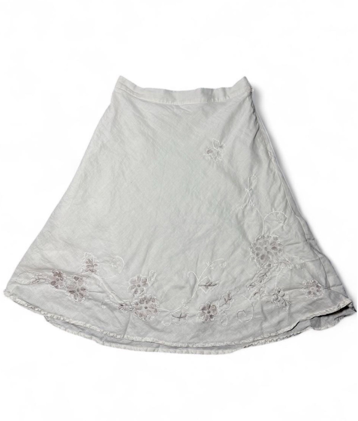 VTG Cotton Outfit JPR White Pink Embroidered Floral Midi Skirt Fairycore Y2K 8