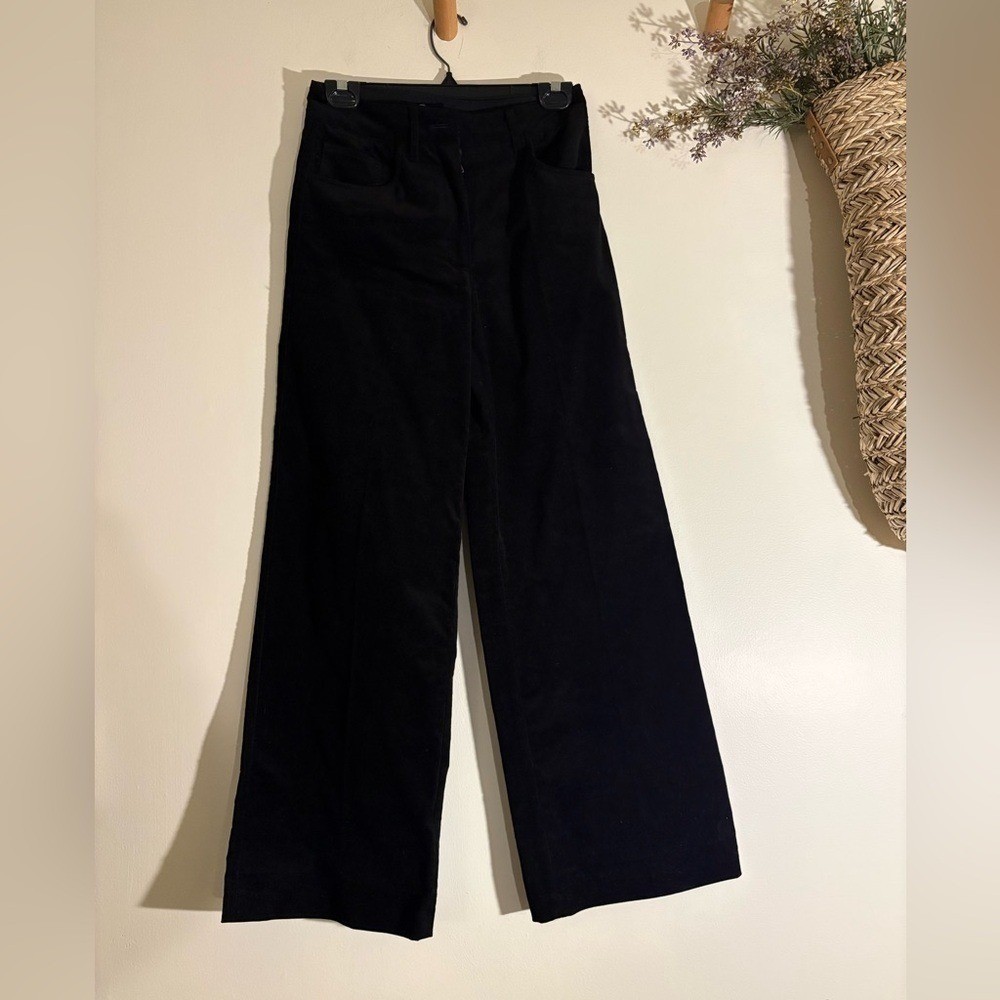 AllSaints Black Corduroy Wide Leg Pants Size 4 High Rise 26×30 NWT