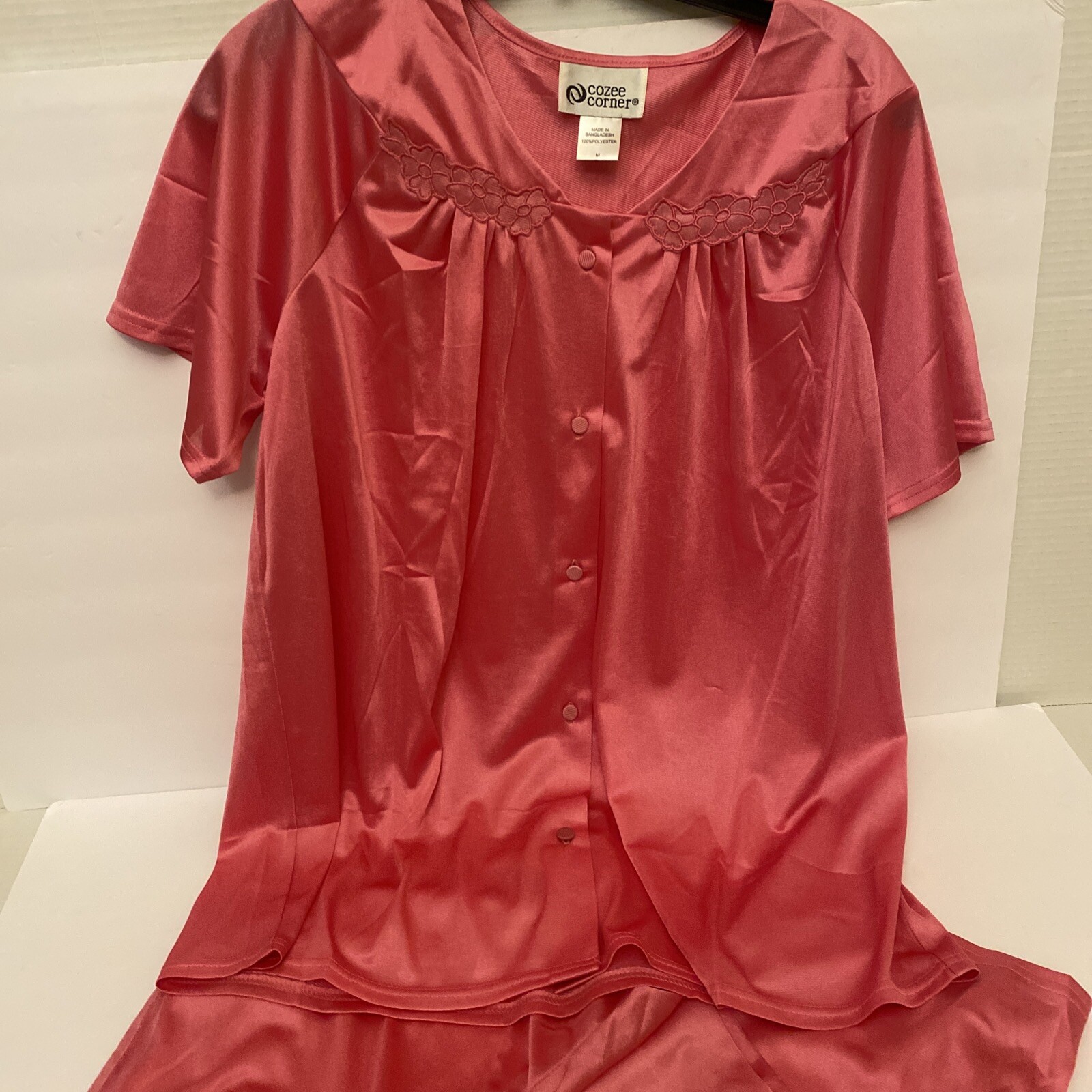 Vtg.2 Pc. Cozee Corner Pink Silky Pajama Set Size Med