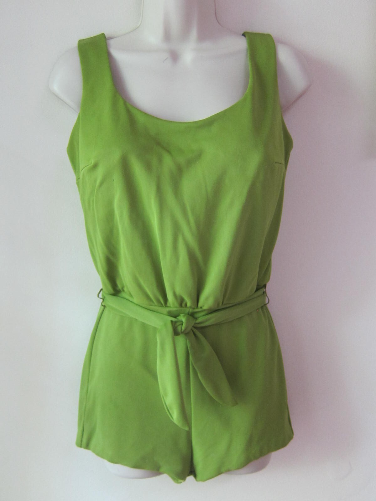 Vtg 50’s DeWeese Design Lime Green Bathing/Swim Suit~ Bullet~ Pinup~Belt~ 12/34