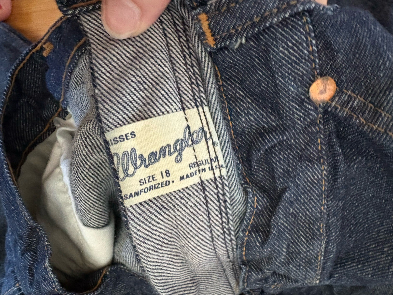 VTG 50s/60s Denim Wrangler Jeans Misses Size 18 Waist 30”