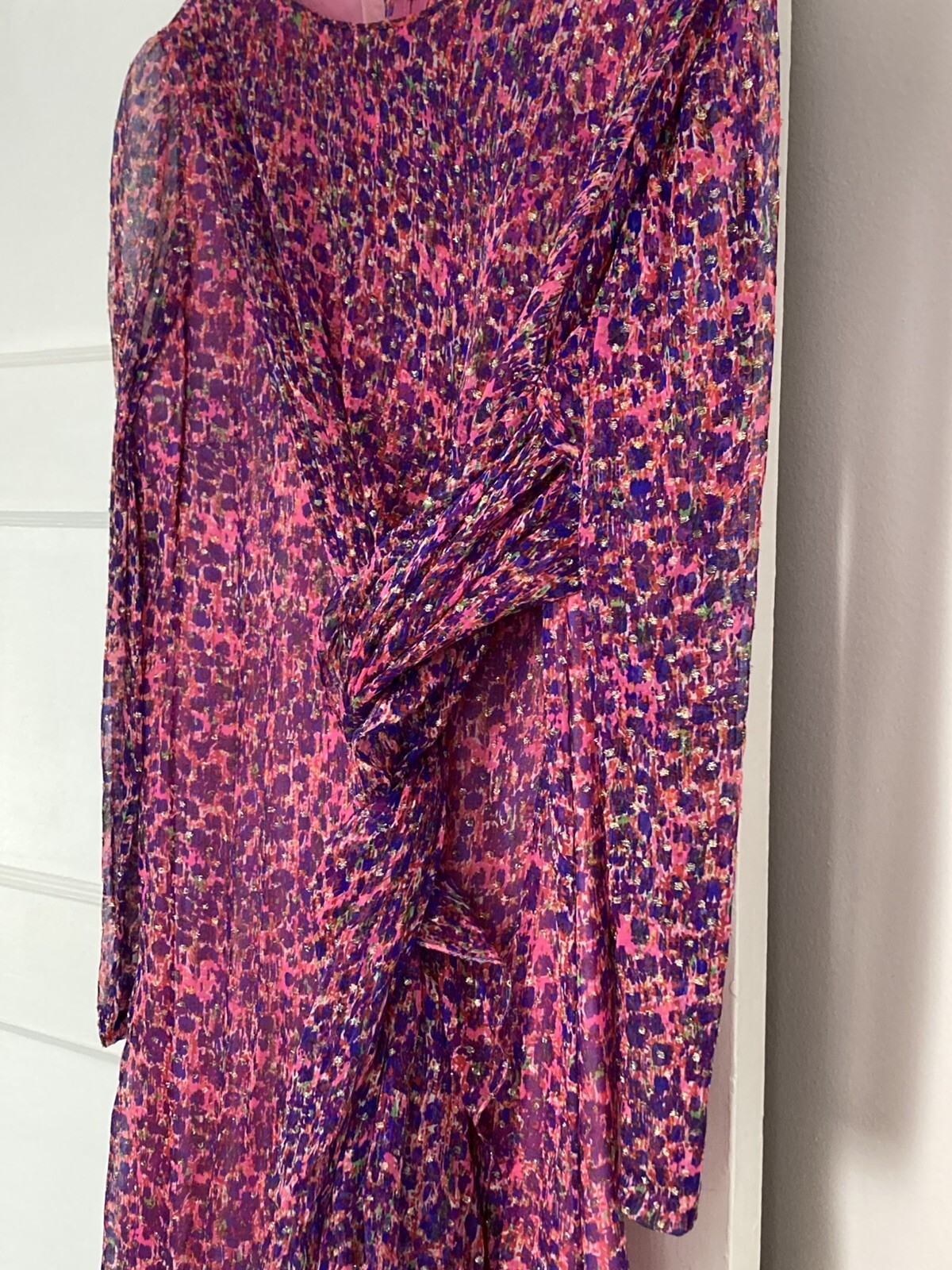 Sara Fredrick’s 1960s Vintage Pink Glitter Versatile Silk Wraparound Scarf Dress