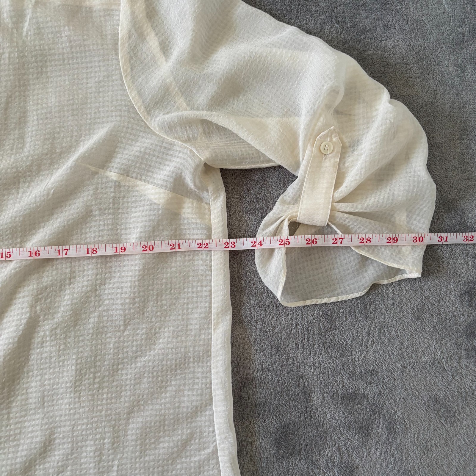 AGB Women’s XL Vintage 90’s Sheer Window Pane Design Shirt 3/4 Sleeve Casual