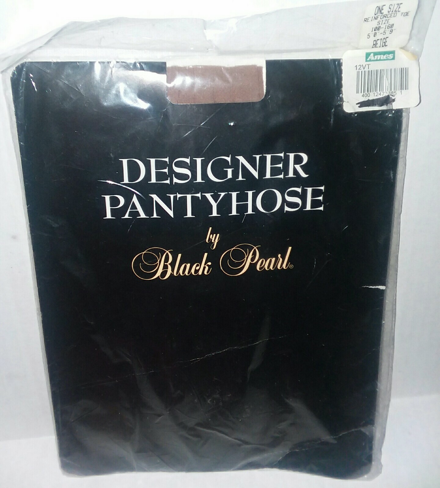 Black Pearl Vintage Beige Pantyhose NWT Regular One Size PH-62 Made In USA