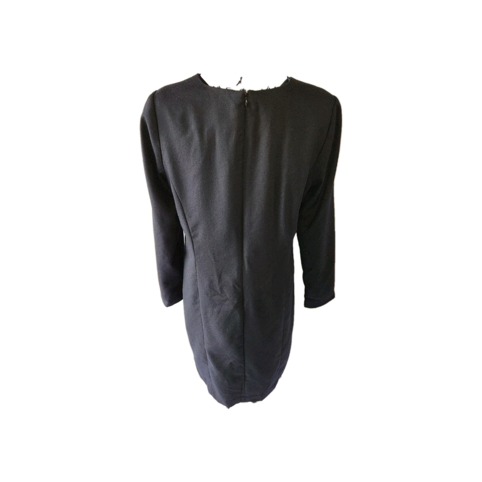 Vintage J. G. Hook 70s-80s Wool/Polyester Long Sleeve Black Dress Size 10- EUC