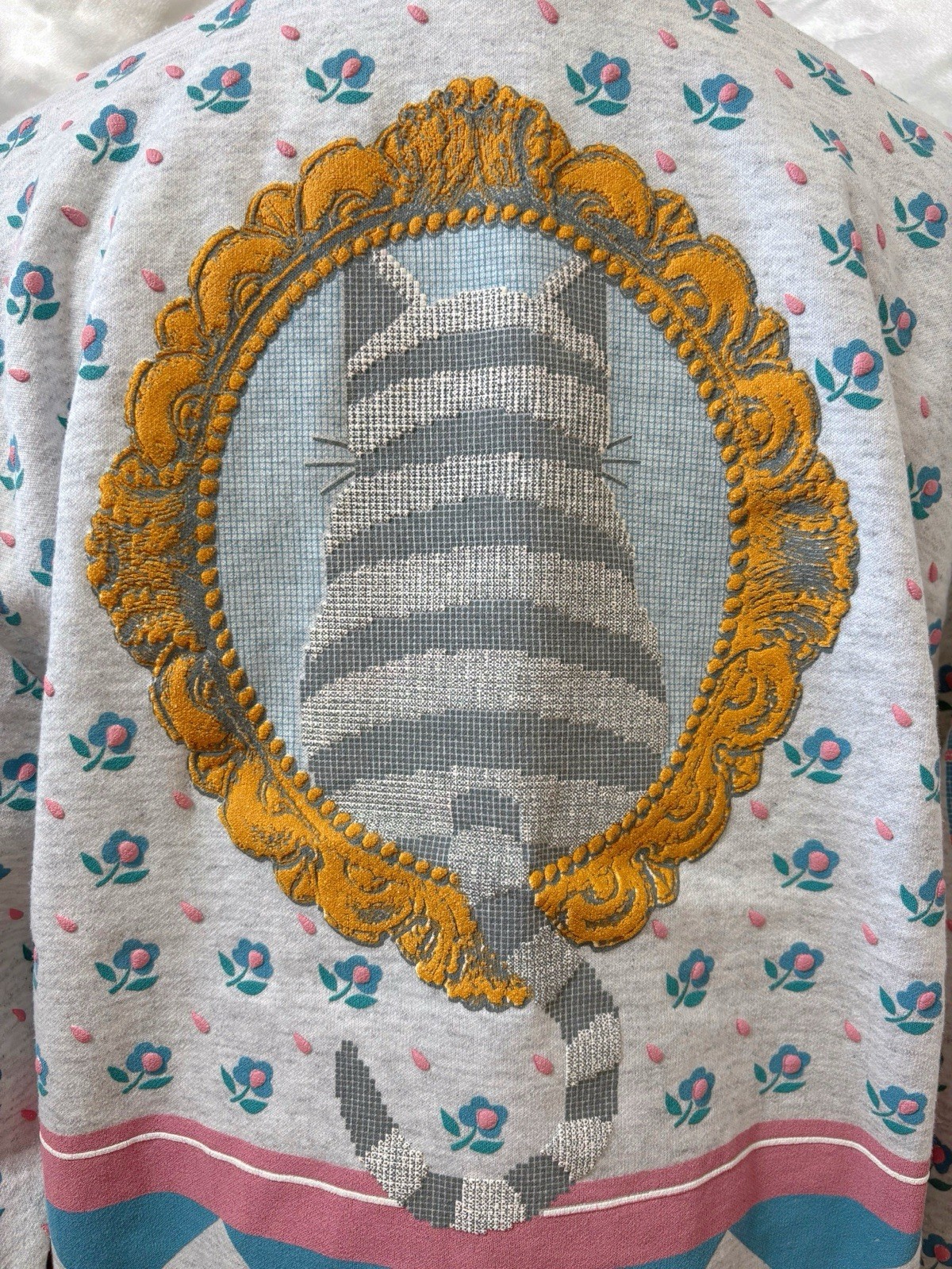 Vintage 80s SPUMONI Cat kitten Kitty Graphic Puff print Sweatshirt Cottagecore
