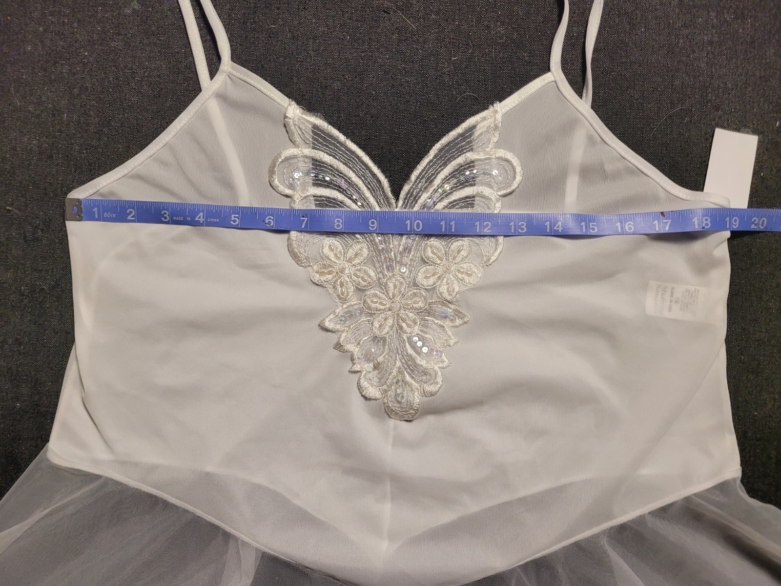 Vintage 90s Y2K Deadstock Lingerie Set Babydoll Mini White Volup XL/1X Sequin