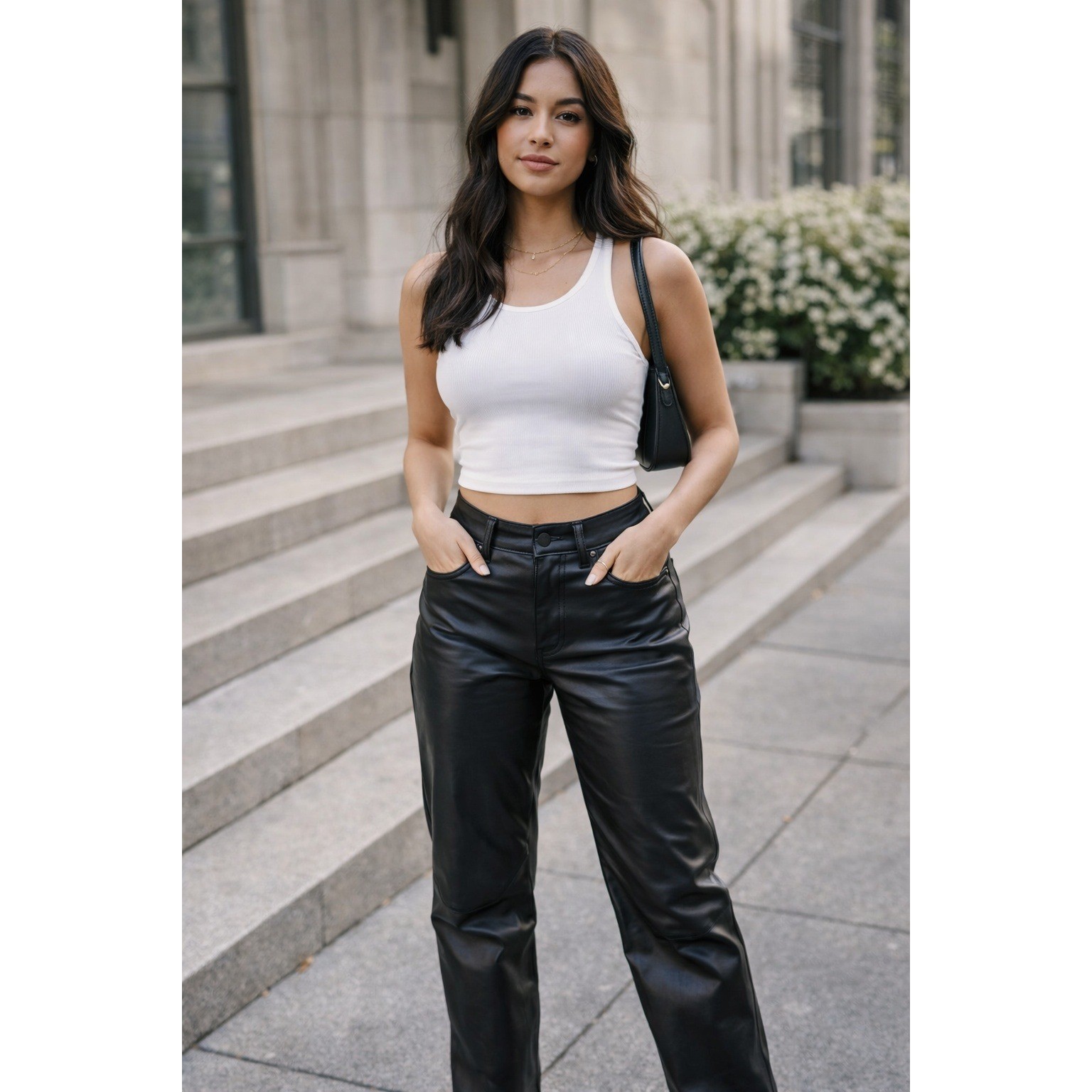 Abercrombie & Fitch 90s Straight Ultra High Rise Vegan Leather Pants Women 28/6