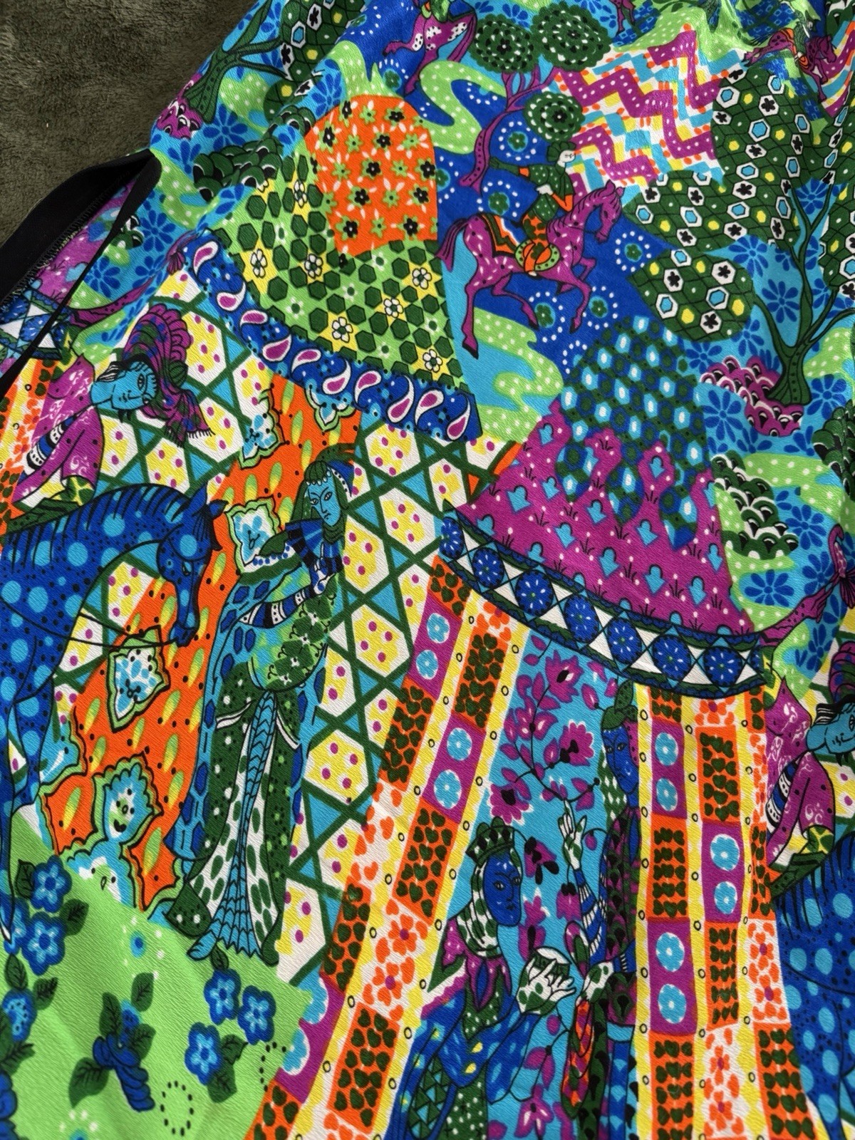 Vintage 1960’s 1970’s Retro Psychedelic Print Graphic Renaissance Maxi Skirt 29”