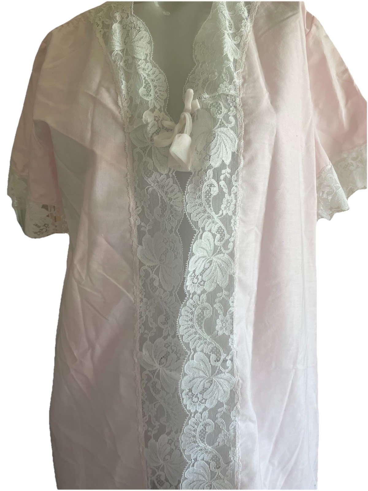 Vintage Baby Doll Robe Night Pink Med Large Lace Gragero Retro Short