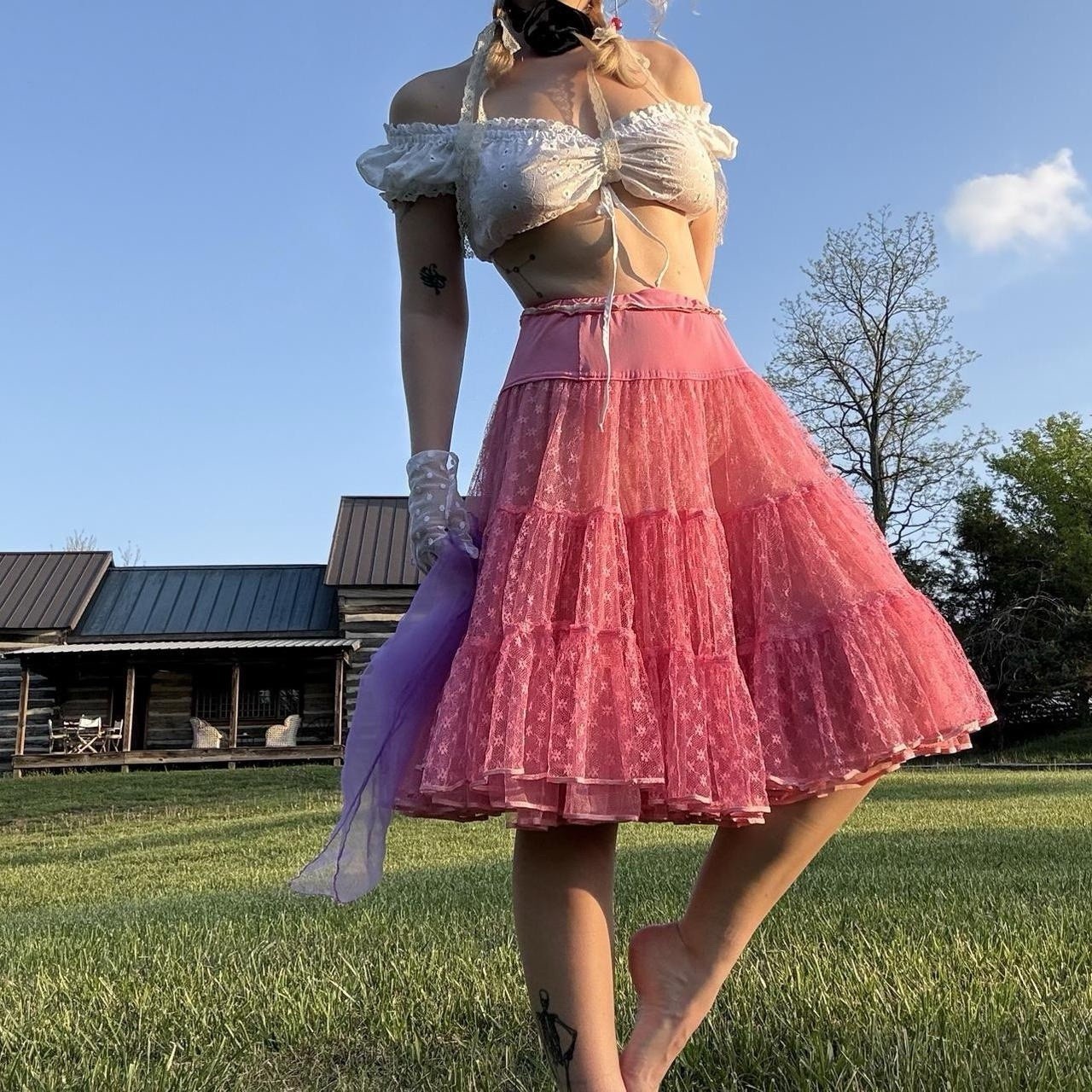 60’s Pink Lace Crinoline Petticoat