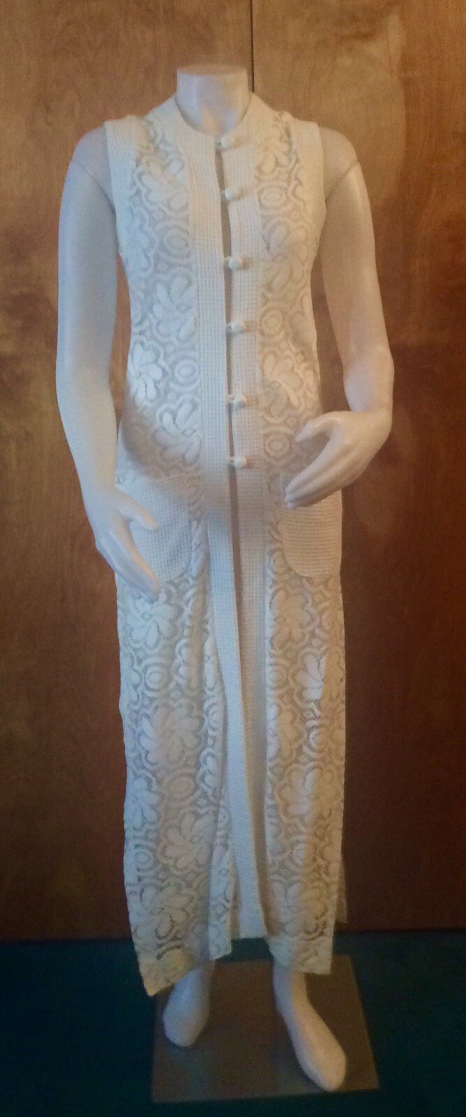 Vintage 1960s 1970s Bathing Suit Cover Up A Dotti Original white Mesh